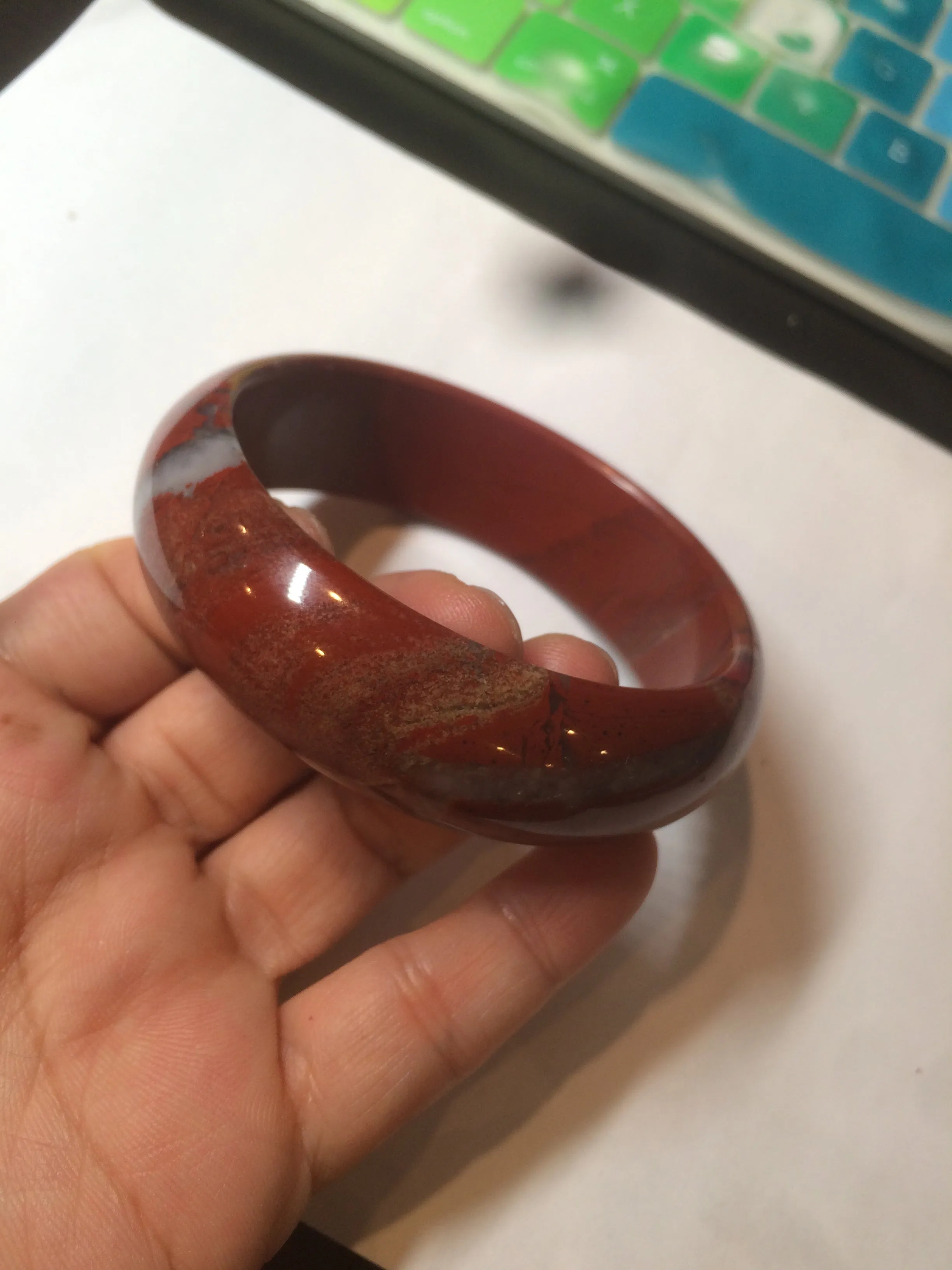 61.2mm 100% natural red/pink/gray red jasper stone bangle XY64