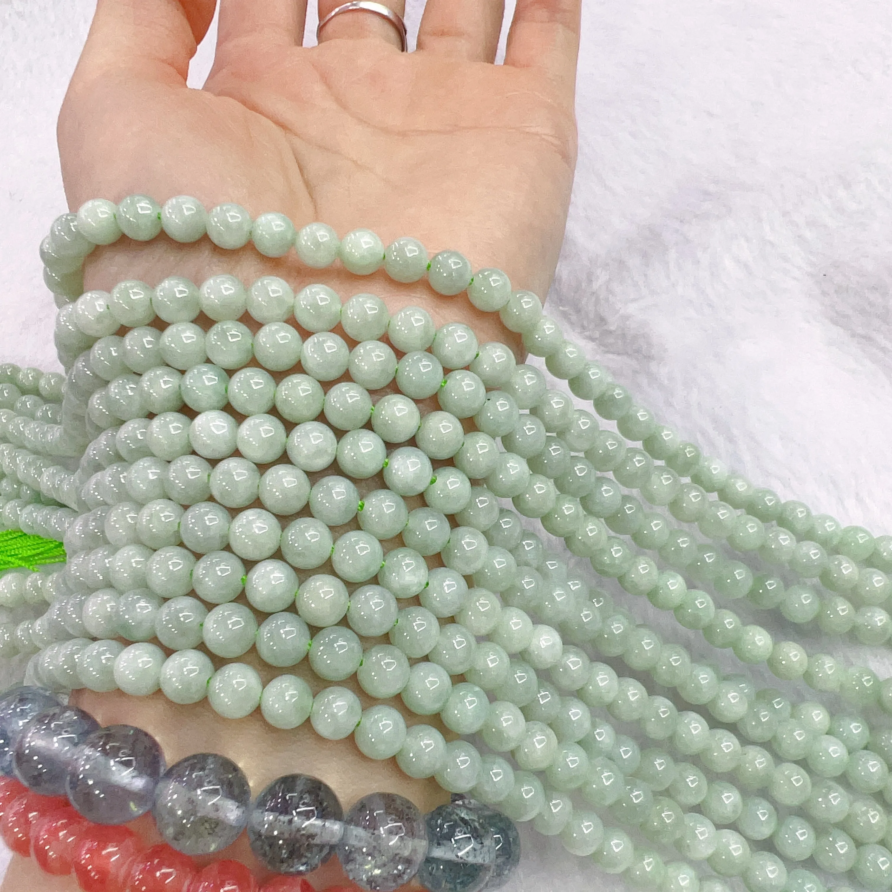 6mm Genuine Jadeite Round Bead Strands DIY Jewelry Making Project