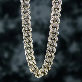 8mm Diamond Cuban Link Choker Chain in Gold