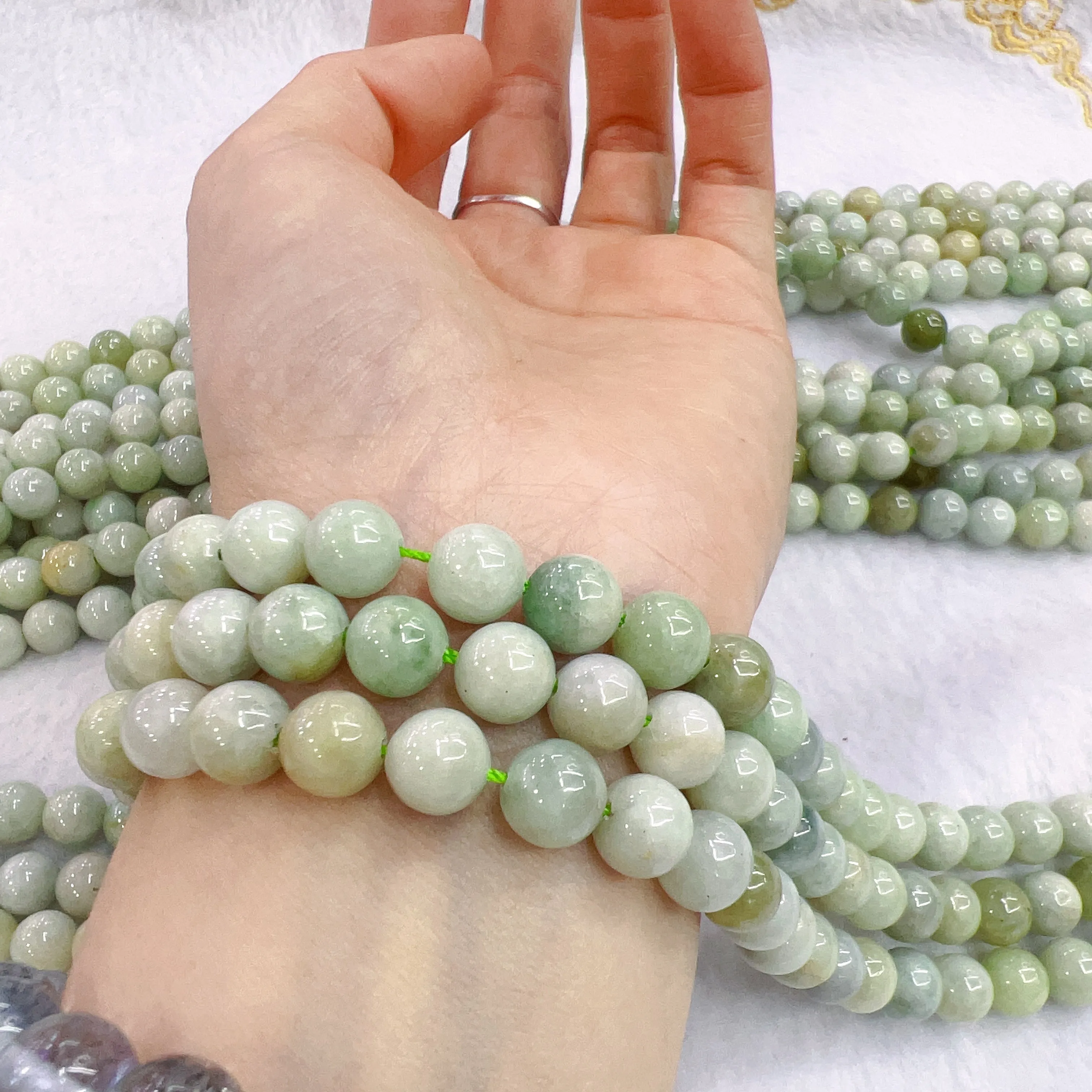 8mm Genuine Assorted Jadeite Round Bead Strands DIY Jewelry Project