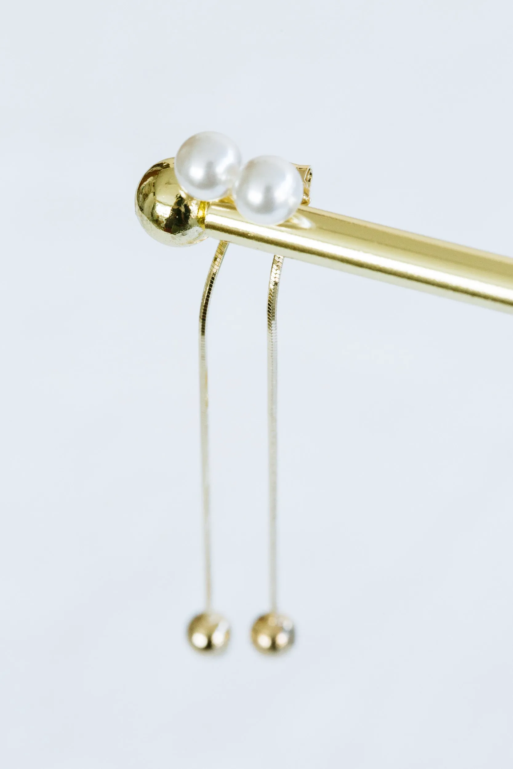 925 Sterling Silver Ear Studs Simulated Pearl Dangling Round Ball Earrings