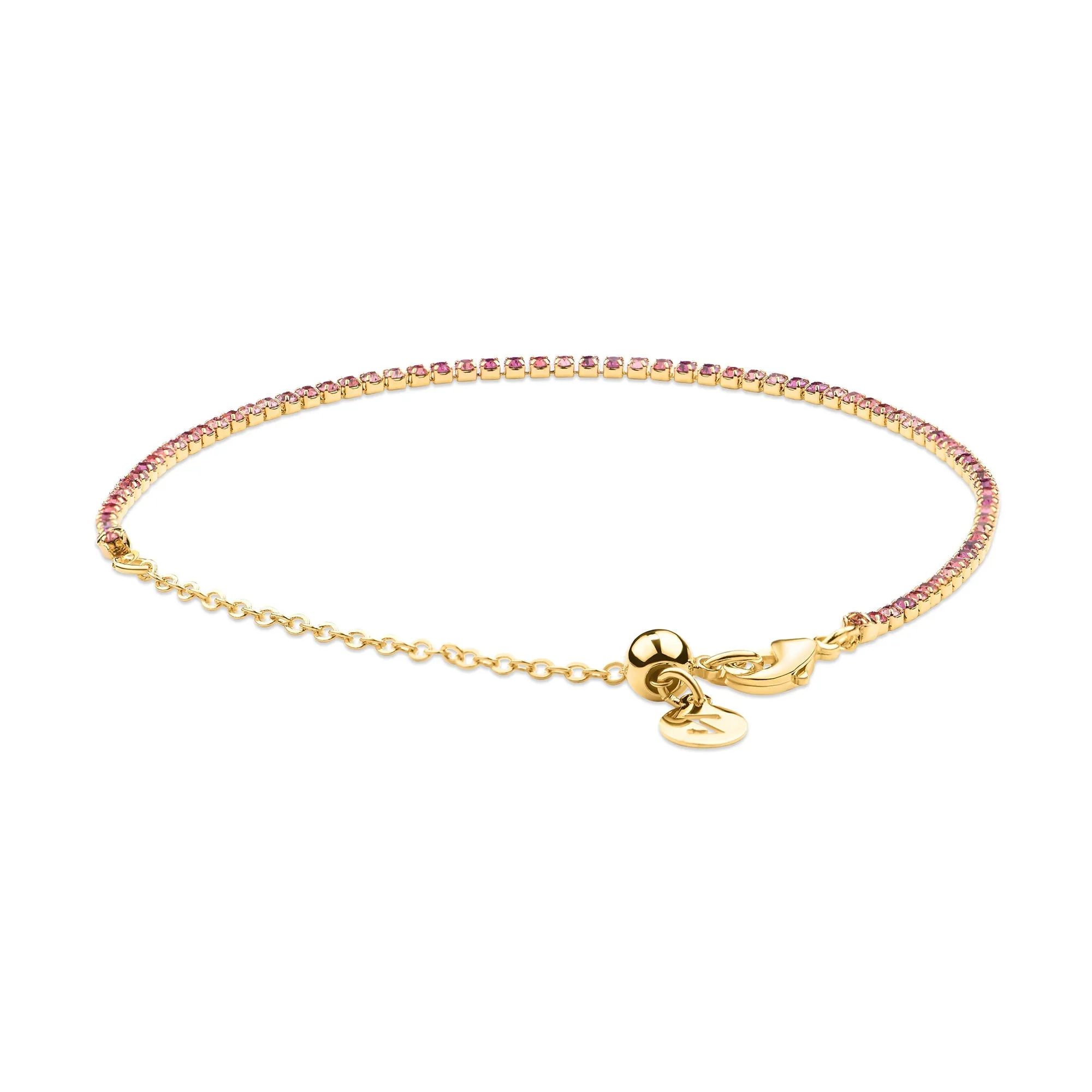 Accessorize London Women's Z Real Gold Plated Pink Tennis Bracelet