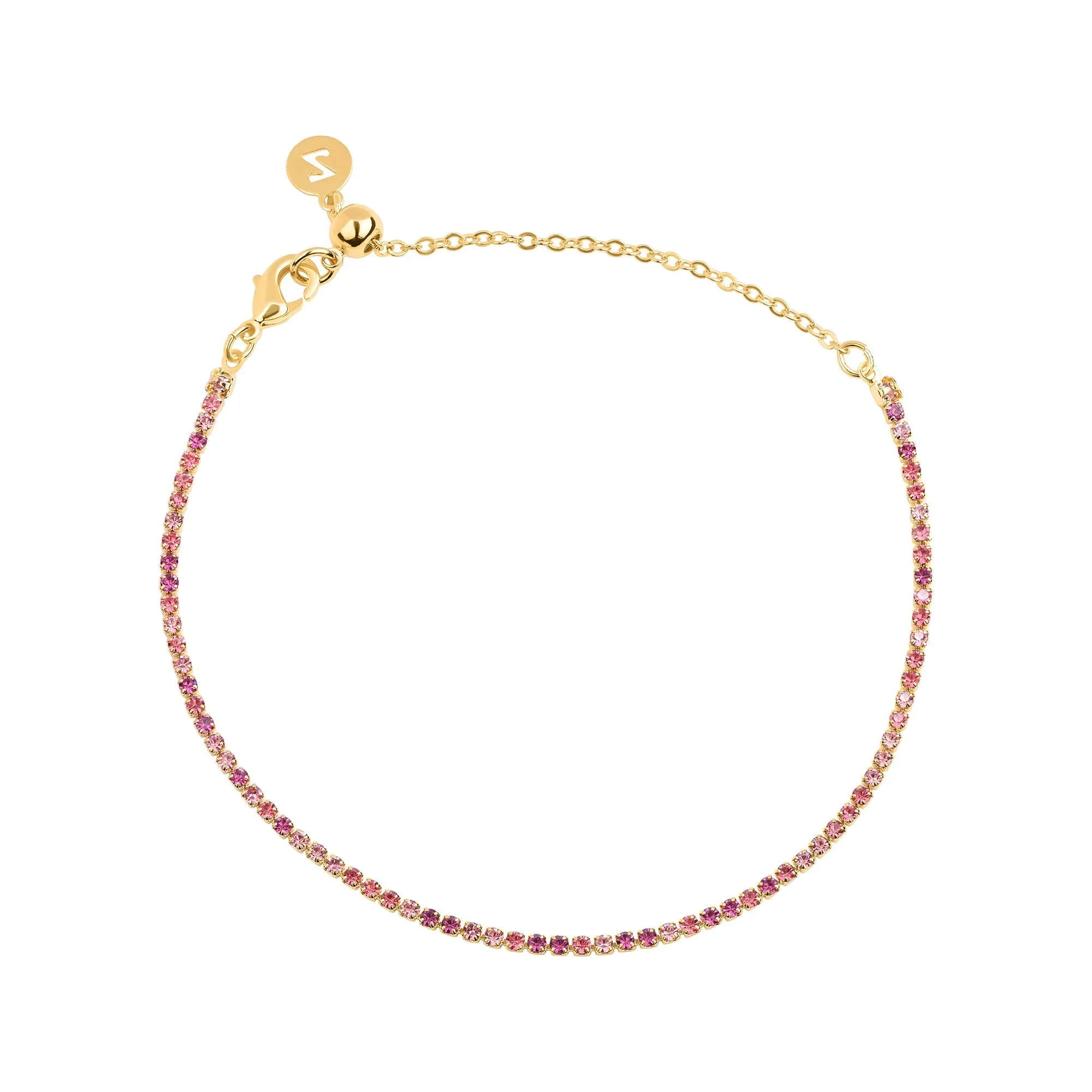 Accessorize London Women's Z Real Gold Plated Pink Tennis Bracelet