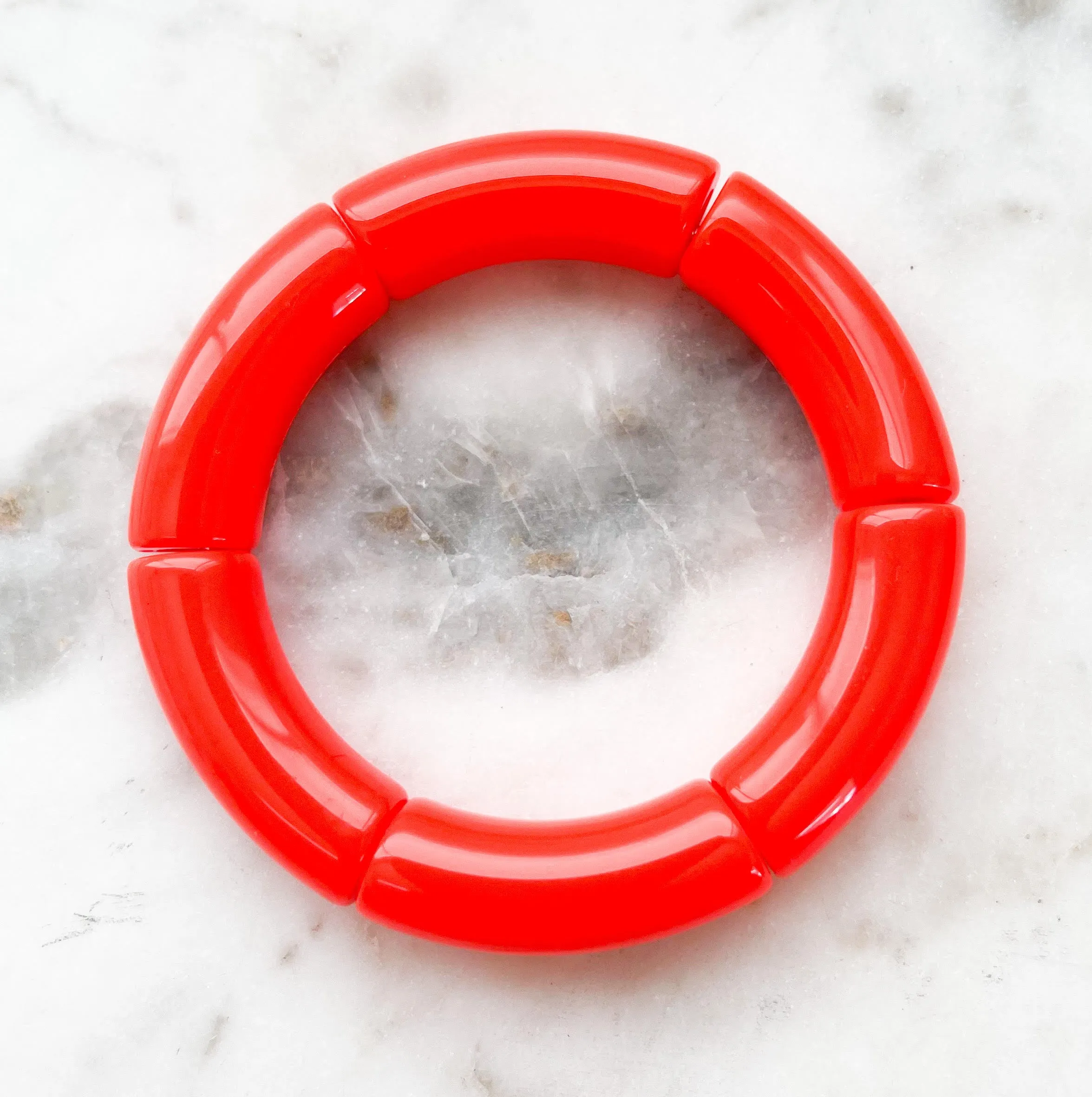 Acrylic Bamboo Bangle Bracelet Orange