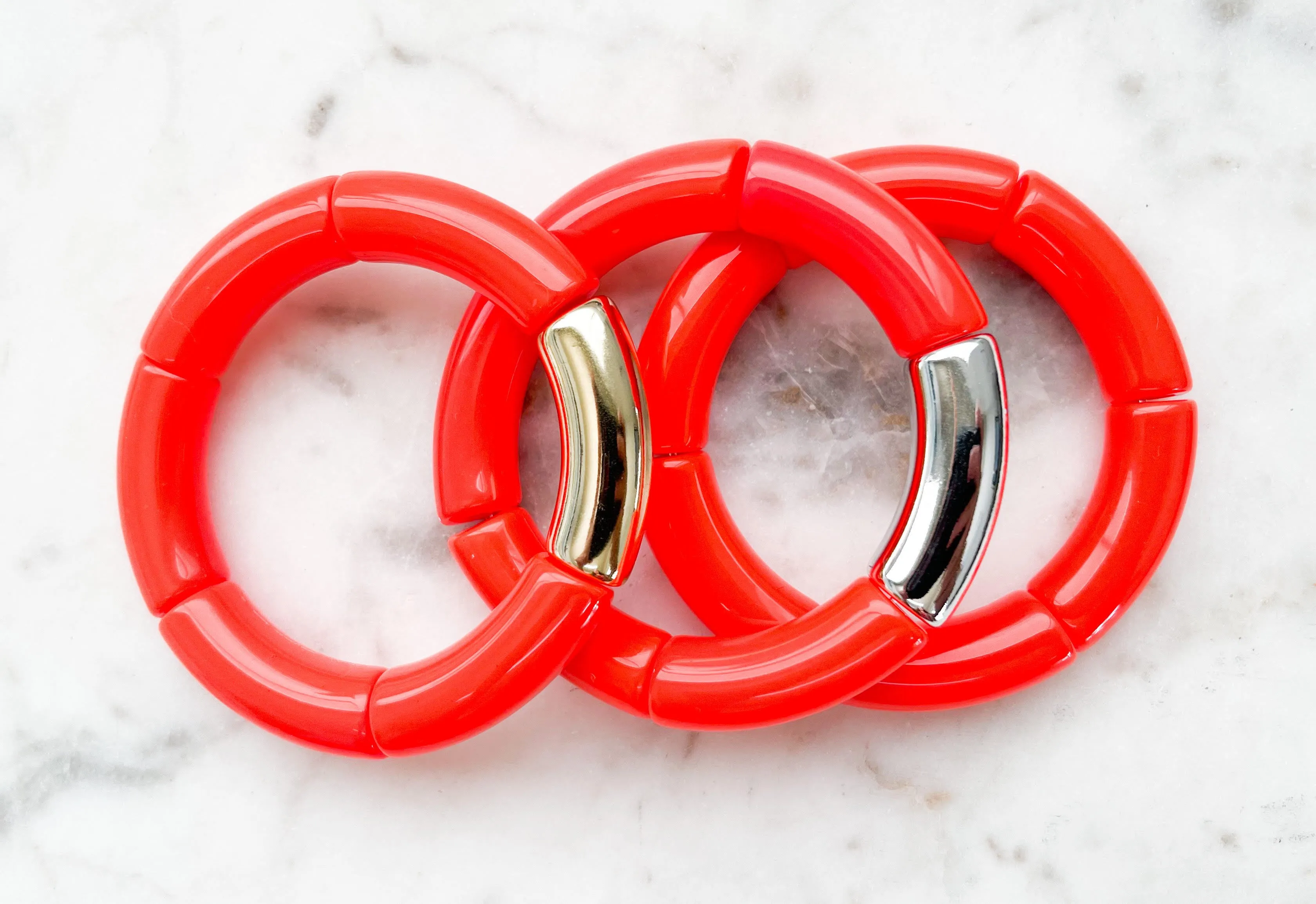 Acrylic Bamboo Bangle Bracelet Orange