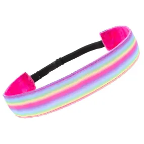 Adjustable No Slip Striped Headband - Rainbow