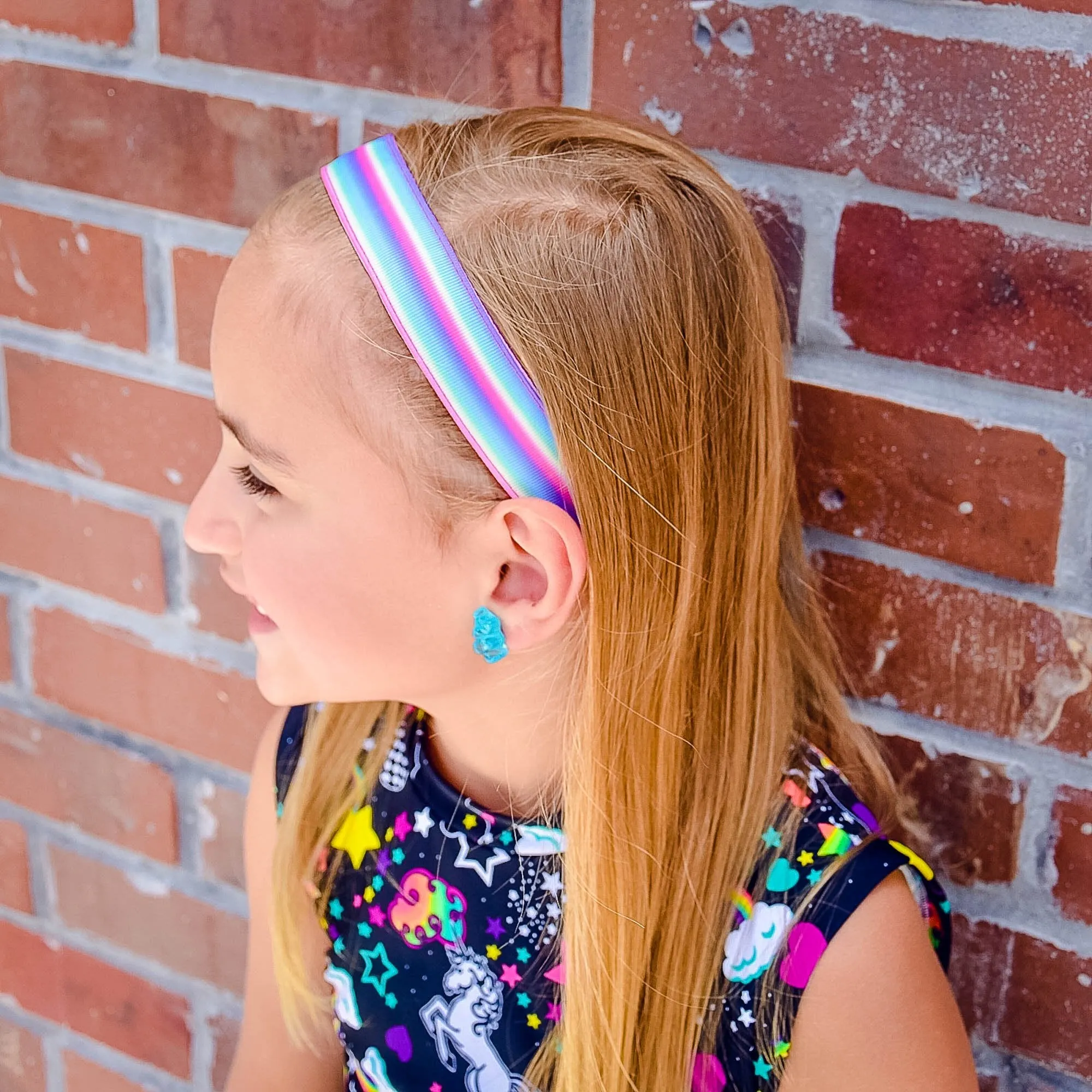 Adjustable No Slip Striped Headband - Rainbow