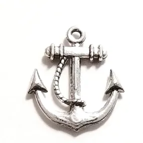 Anchor Charms, Double Sided Pendants, Antique Silver, Lead Free, Nickel Free, 23x21mm, Lot Size 10, #1114