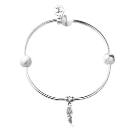 Angel Wing | Soft Bangle Charm Bracelet | Howlite