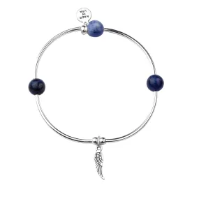 Angel Wing | Soft Bangle Charm Bracelet | Sodalite