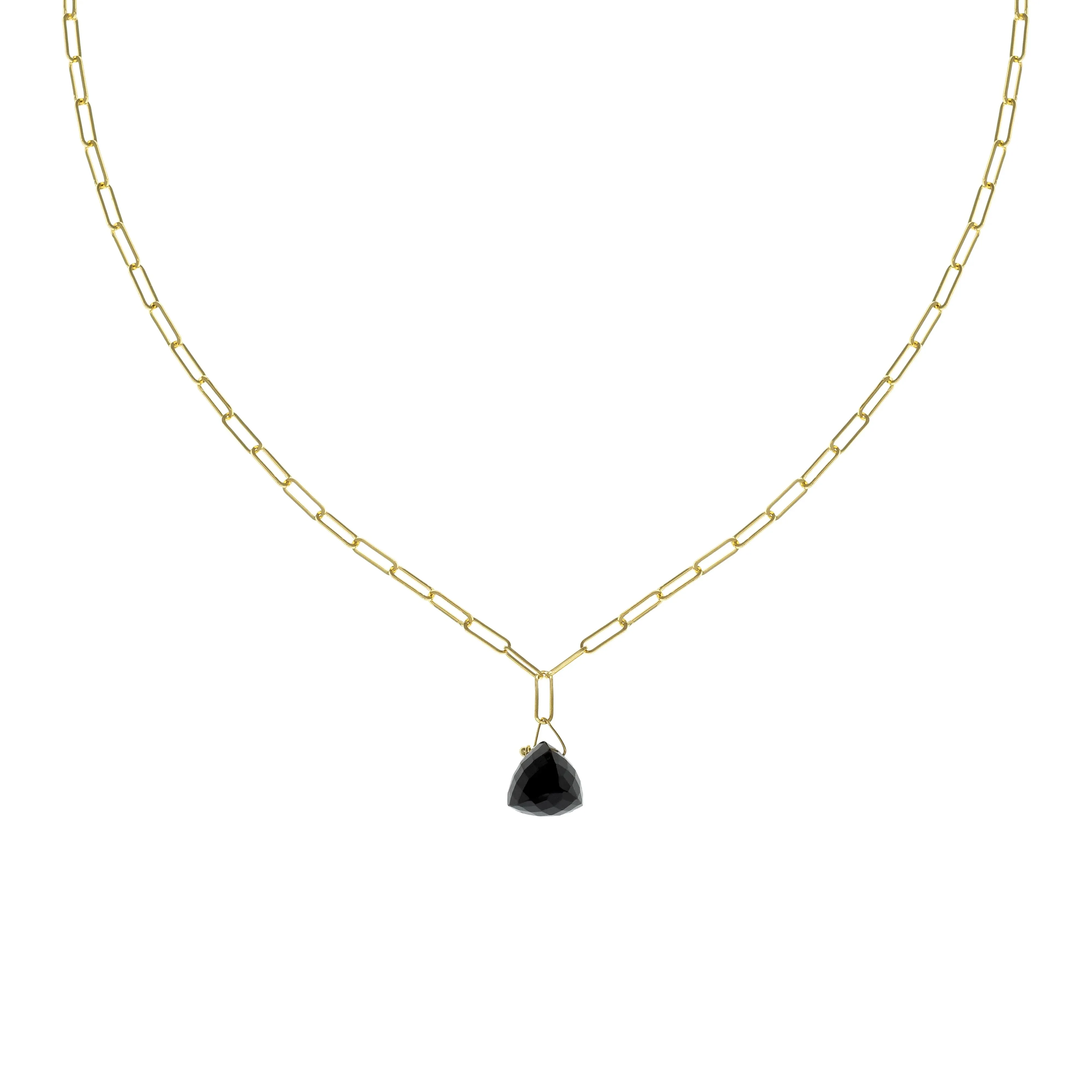 ANNE SPORTUN 14K YELLOW GOLD 18-INCH LUNA PAPERCLIP NECKLACE WITH PYRITE DROP