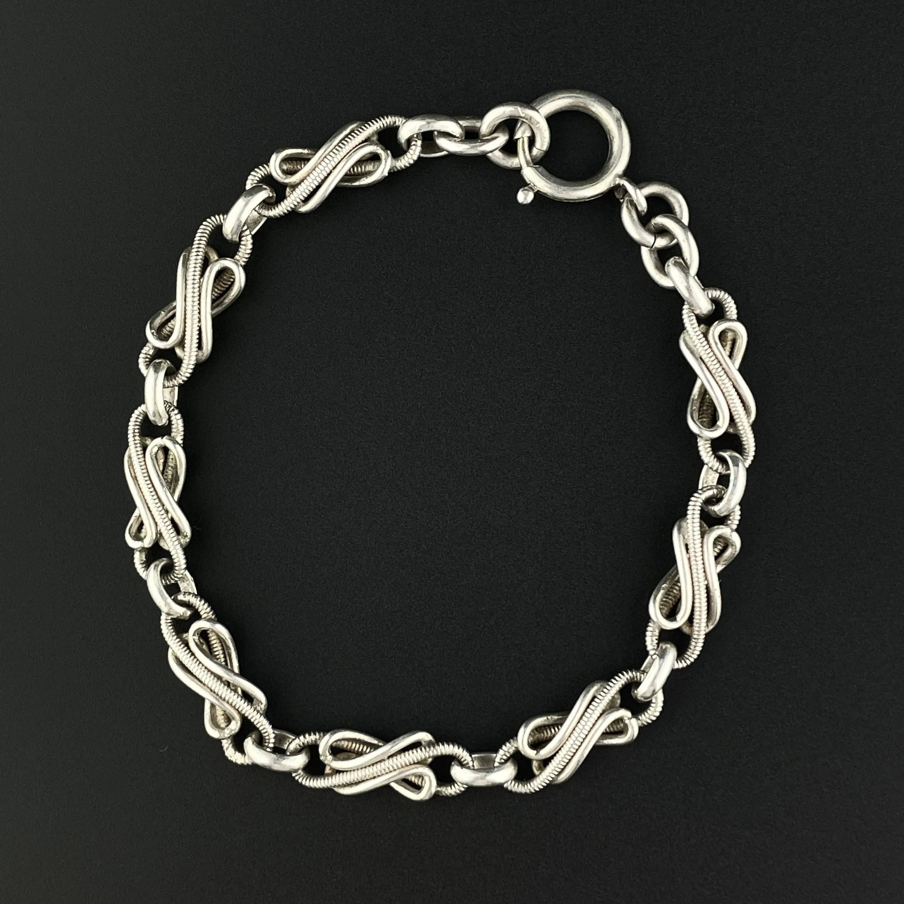 Antique French Silver Love Knot Albert Watch Chain Bracelet