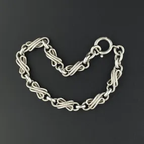 Antique French Silver Love Knot Albert Watch Chain Bracelet