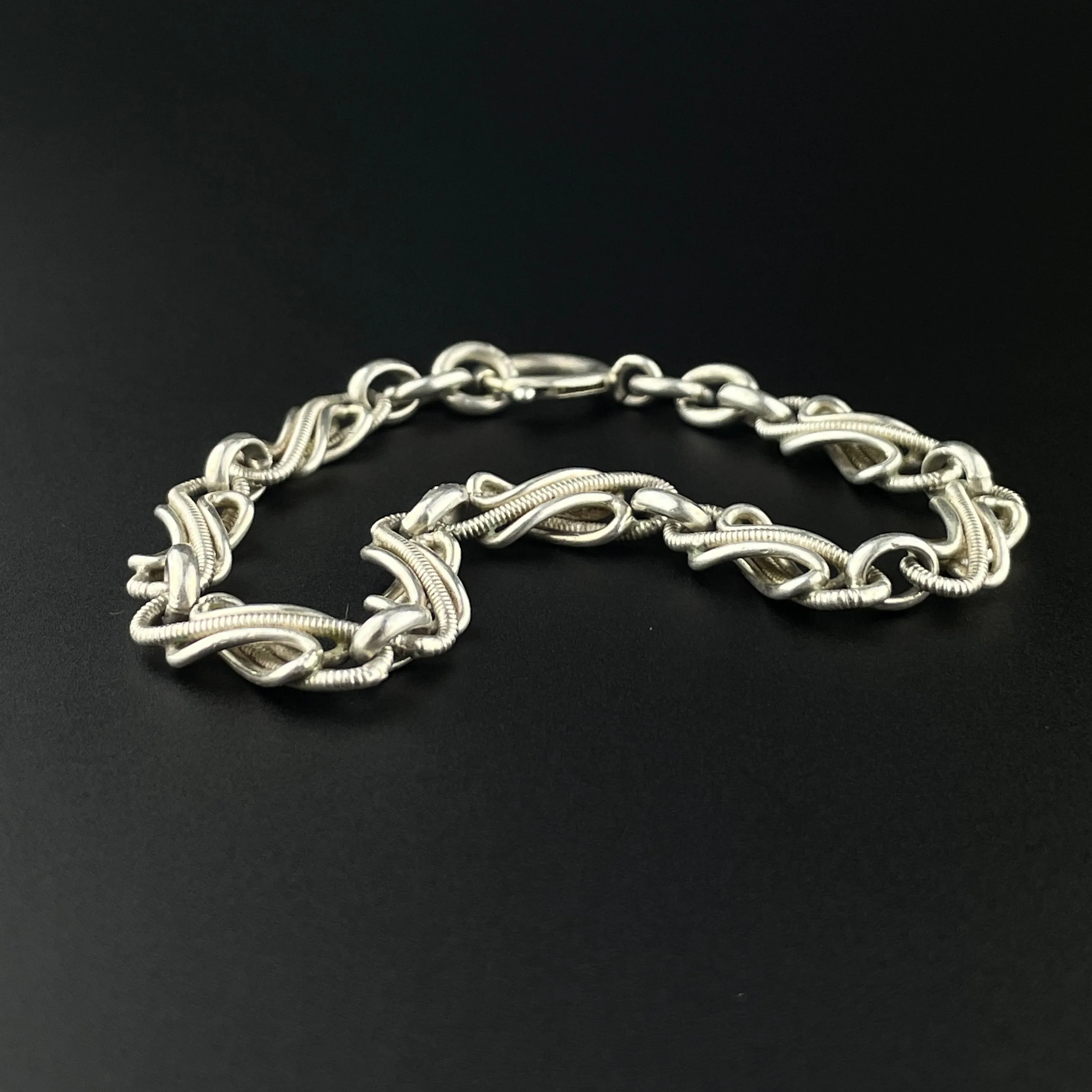 Antique French Silver Love Knot Albert Watch Chain Bracelet