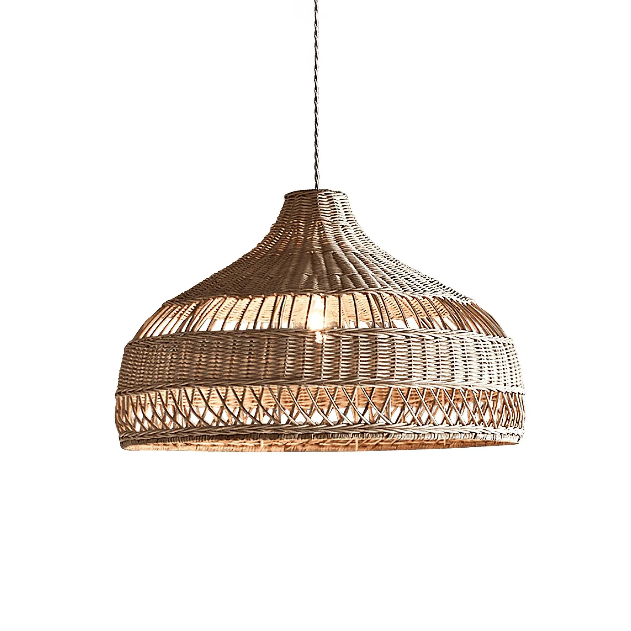 Artisanal Rattan Dome Pendant Lamp