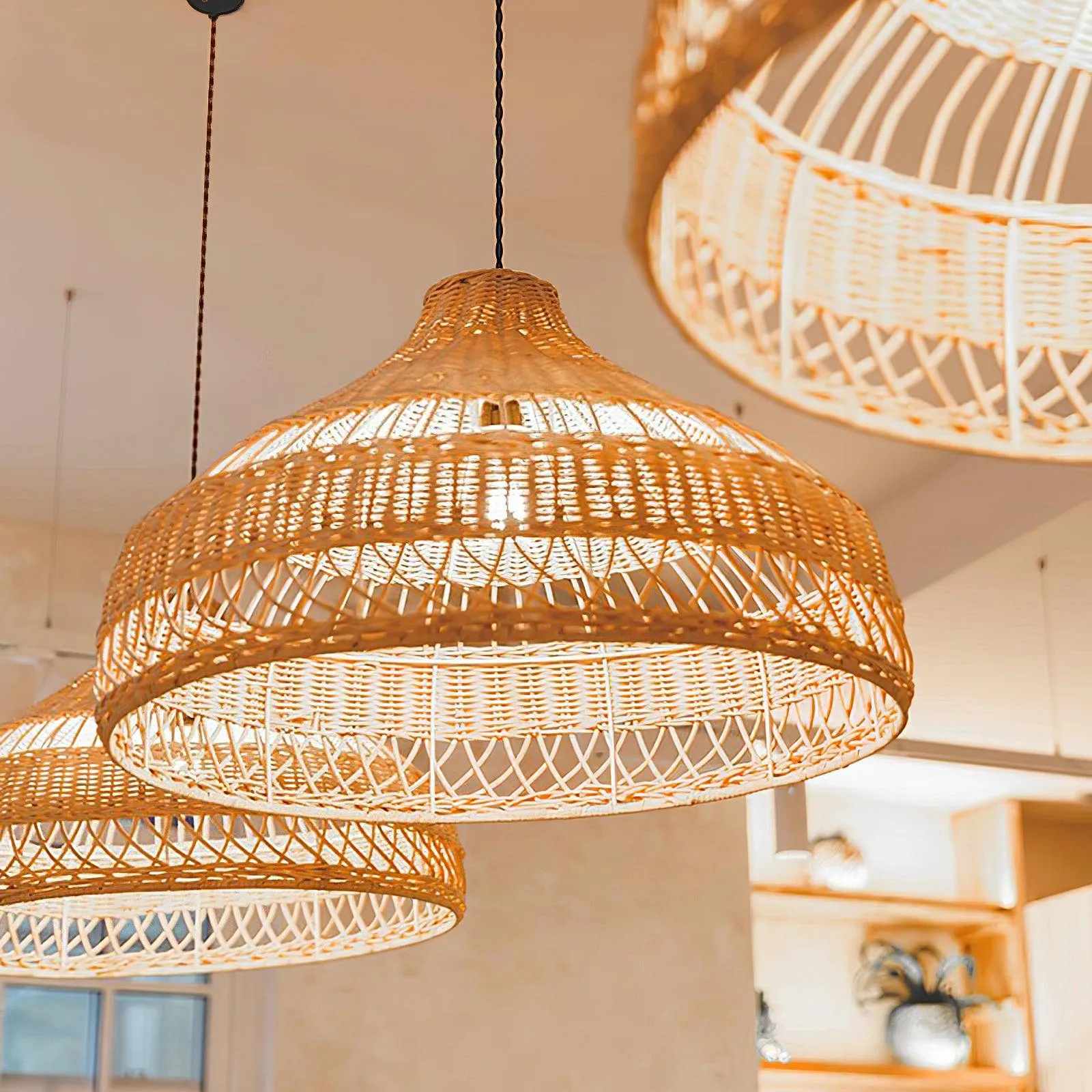 Artisanal Rattan Dome Pendant Lamp