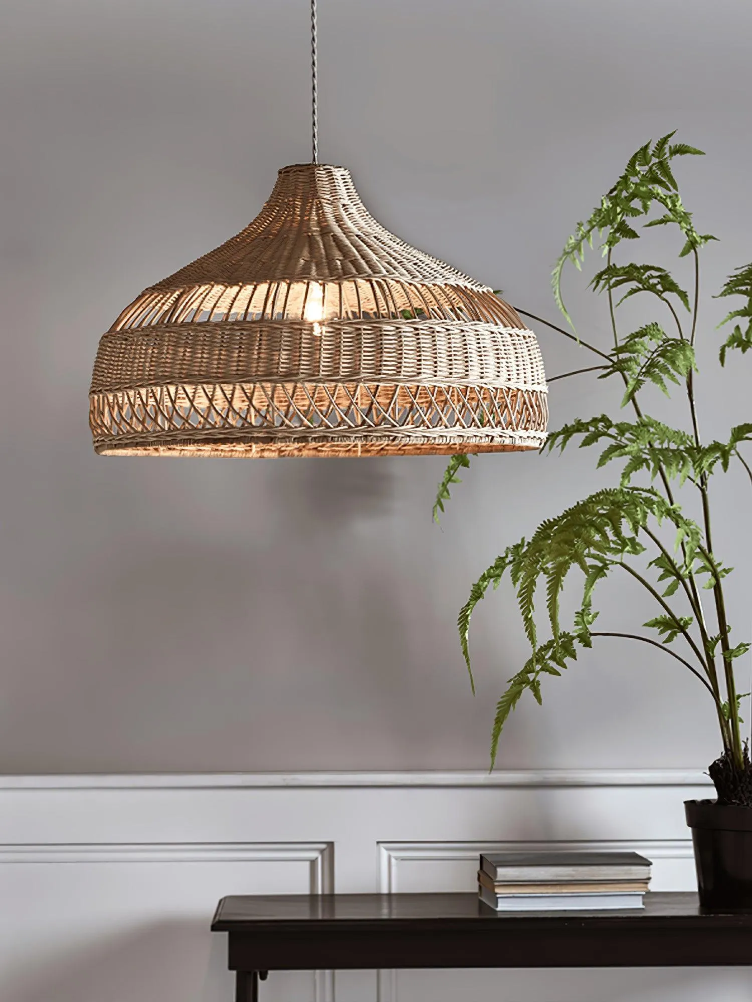 Artisanal Rattan Dome Pendant Lamp