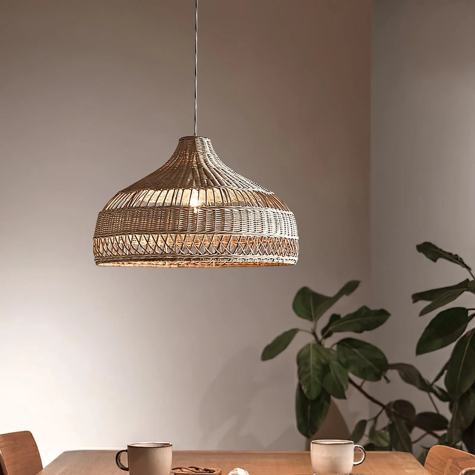 Artisanal Rattan Dome Pendant Lamp