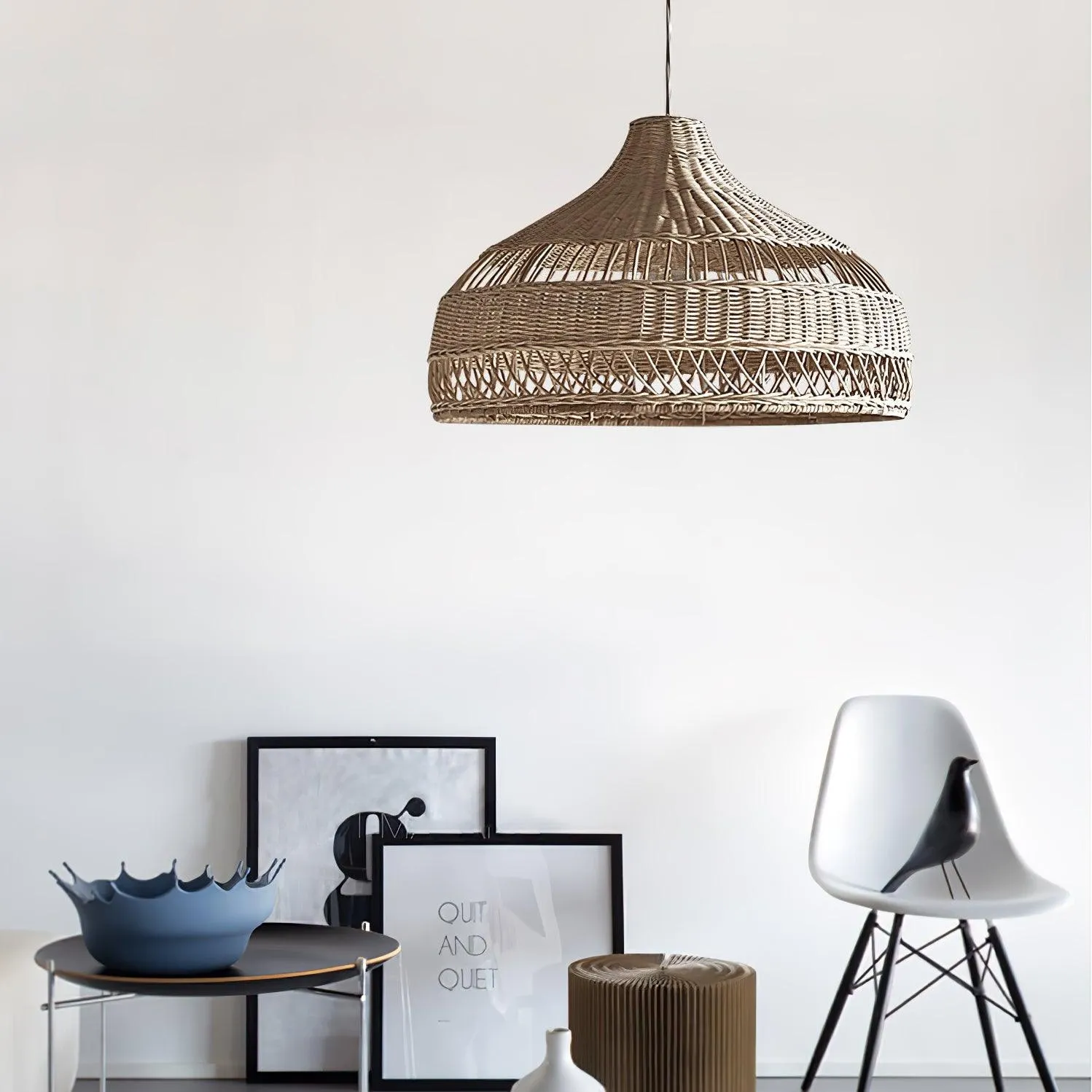 Artisanal Rattan Dome Pendant Lamp