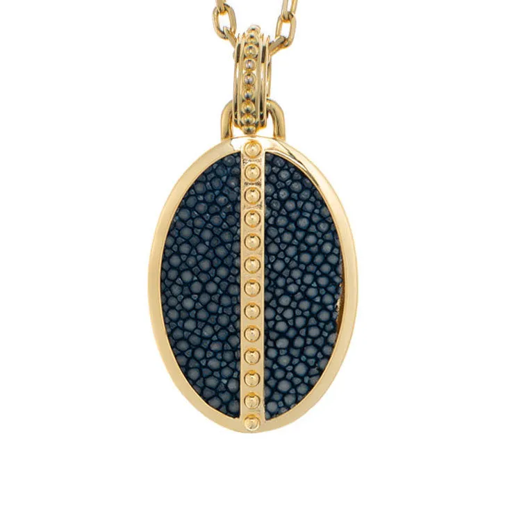 Ava Pendant 18 K Yellow  Gold With Shagreen Inlay