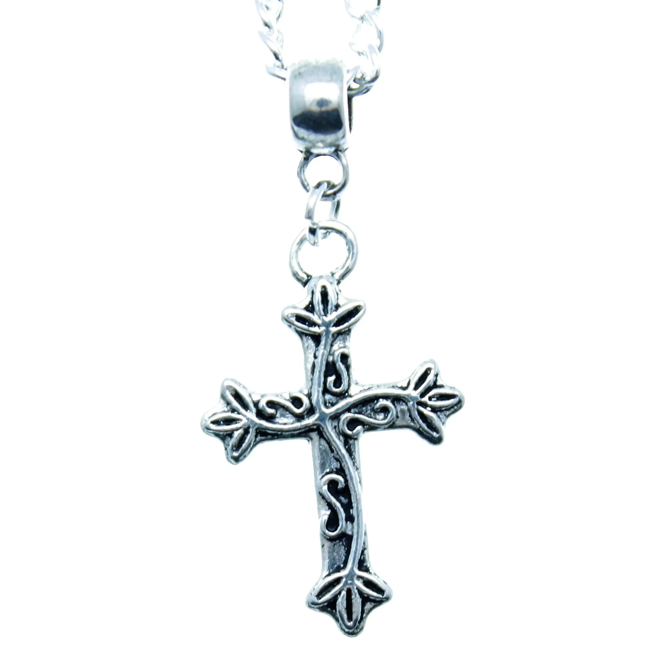 AVBeads Chain Necklace 24 Silver Plated with Silver Cross Charm Pendant 1002