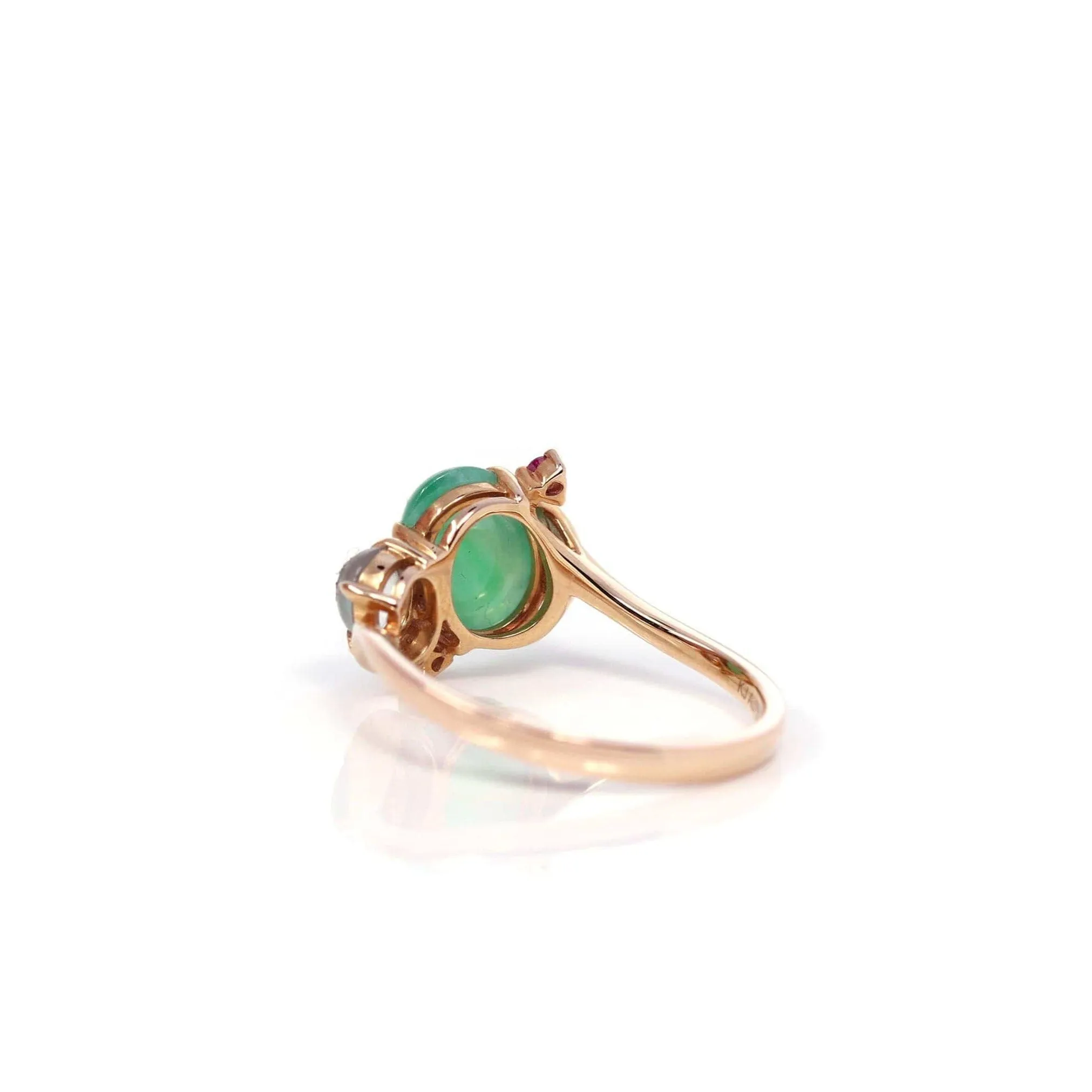 Baikalla? 18k Rose Gold Natural Imperial Jadeite Morning Glory Engagement Ring