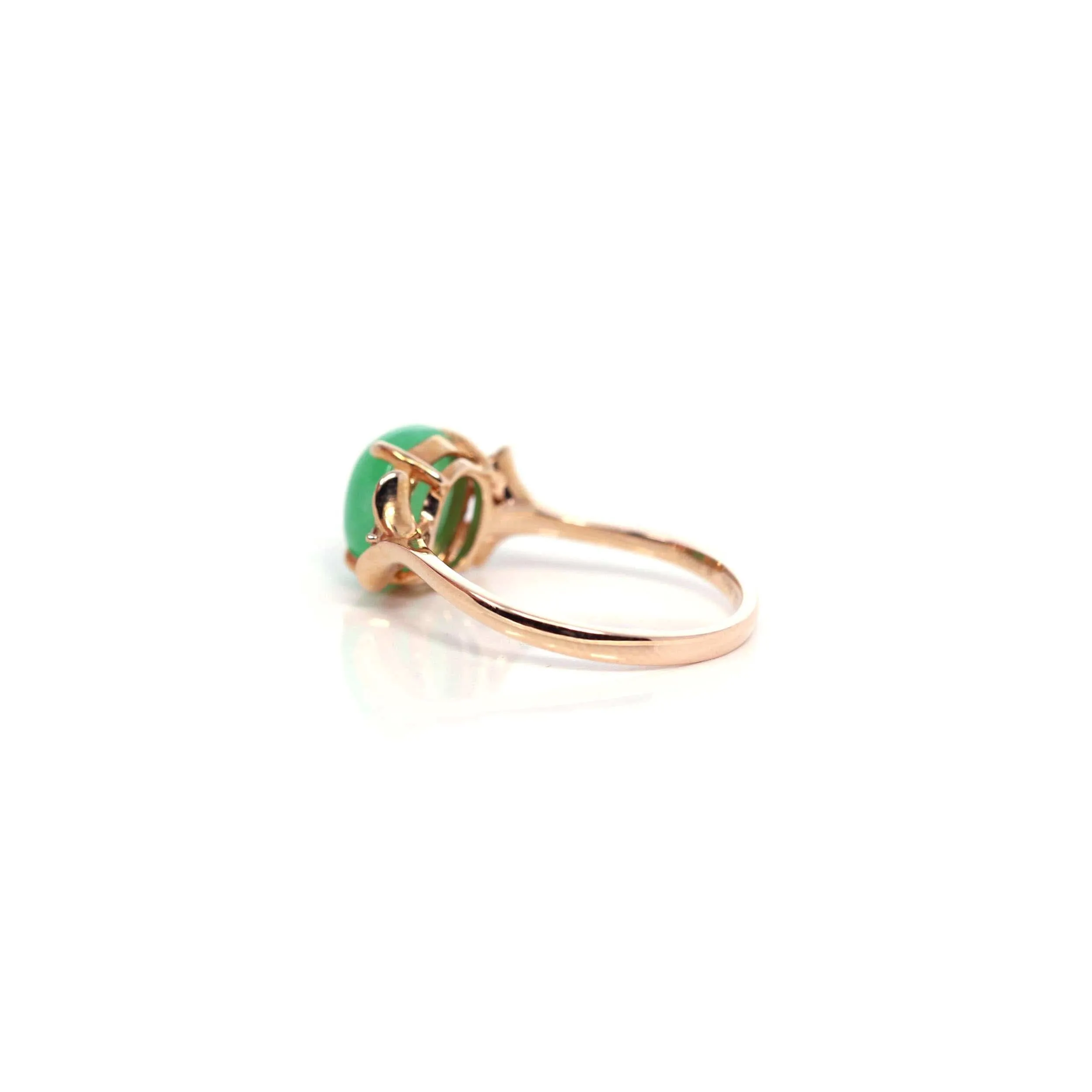 Baikalla? "Aretha" 18k Rose Gold Natural Imperial Jadeite Morning Glory Engagement Ring