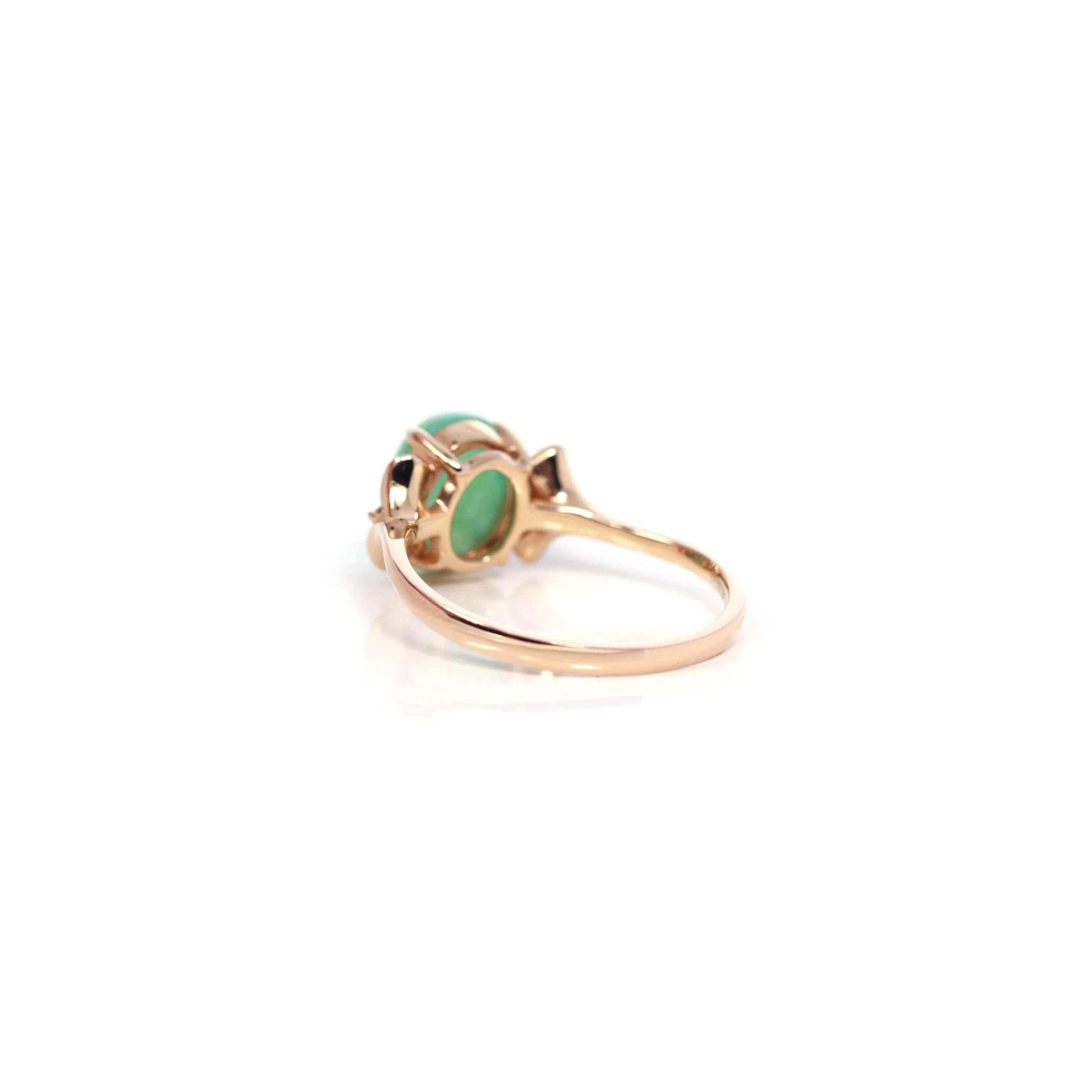 Baikalla? "Aretha" 18k Rose Gold Natural Imperial Jadeite Morning Glory Engagement Ring