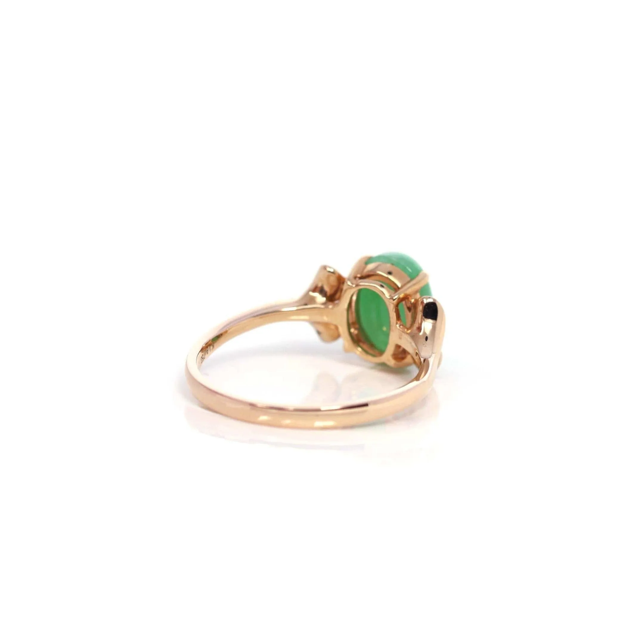 Baikalla? "Aretha" 18k Rose Gold Natural Imperial Jadeite Morning Glory Engagement Ring