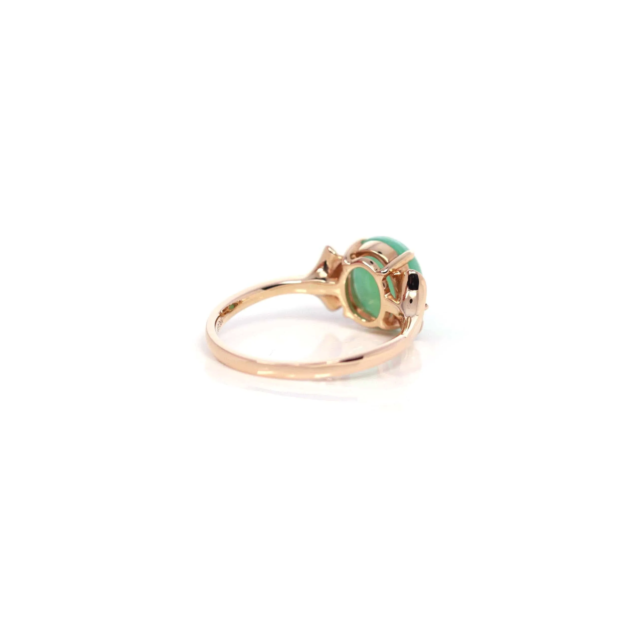 Baikalla? "Aretha" 18k Rose Gold Natural Imperial Jadeite Morning Glory Engagement Ring