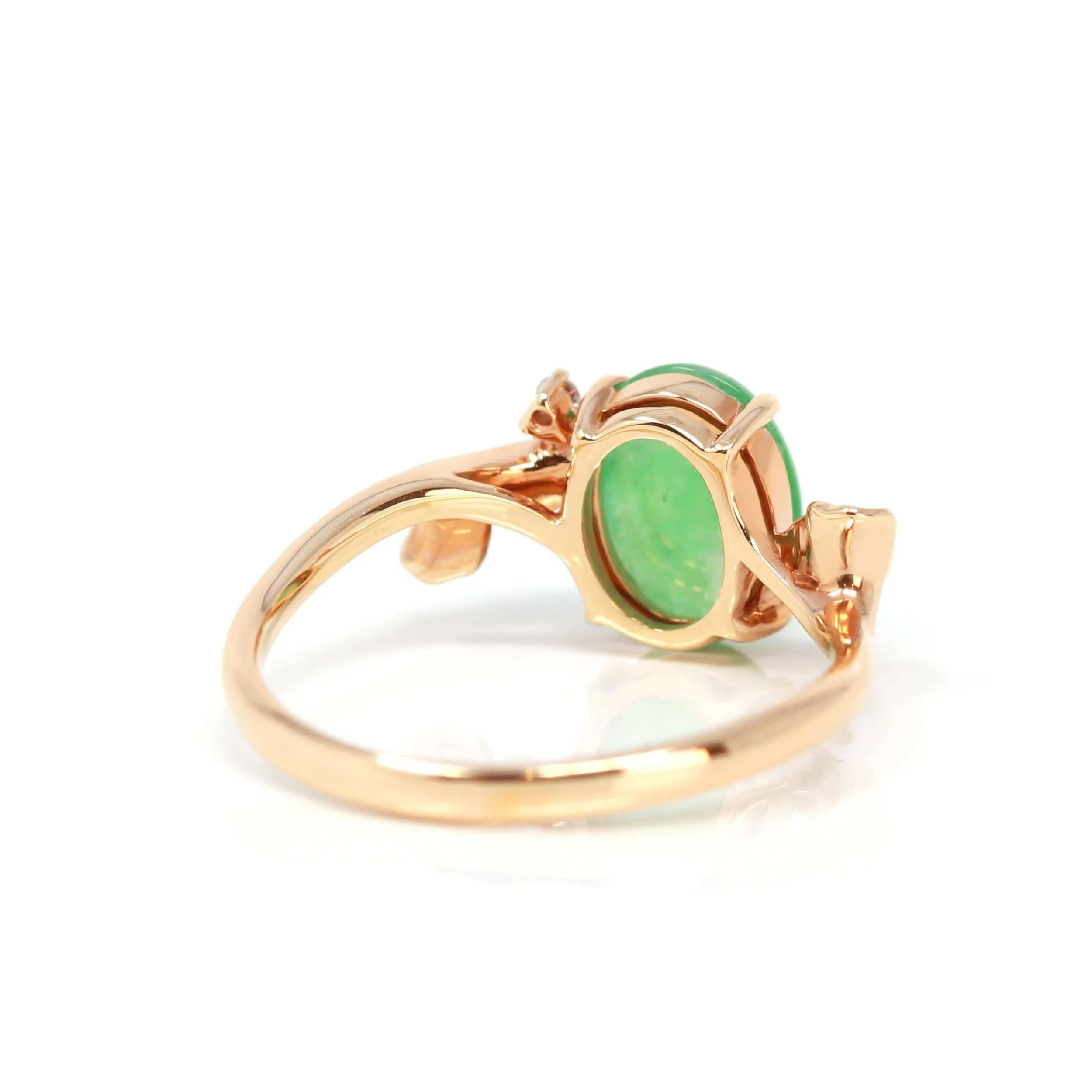 Baikalla? "Aretha" 18k Rose Gold Natural Imperial Jadeite Morning Glory Engagement Ring