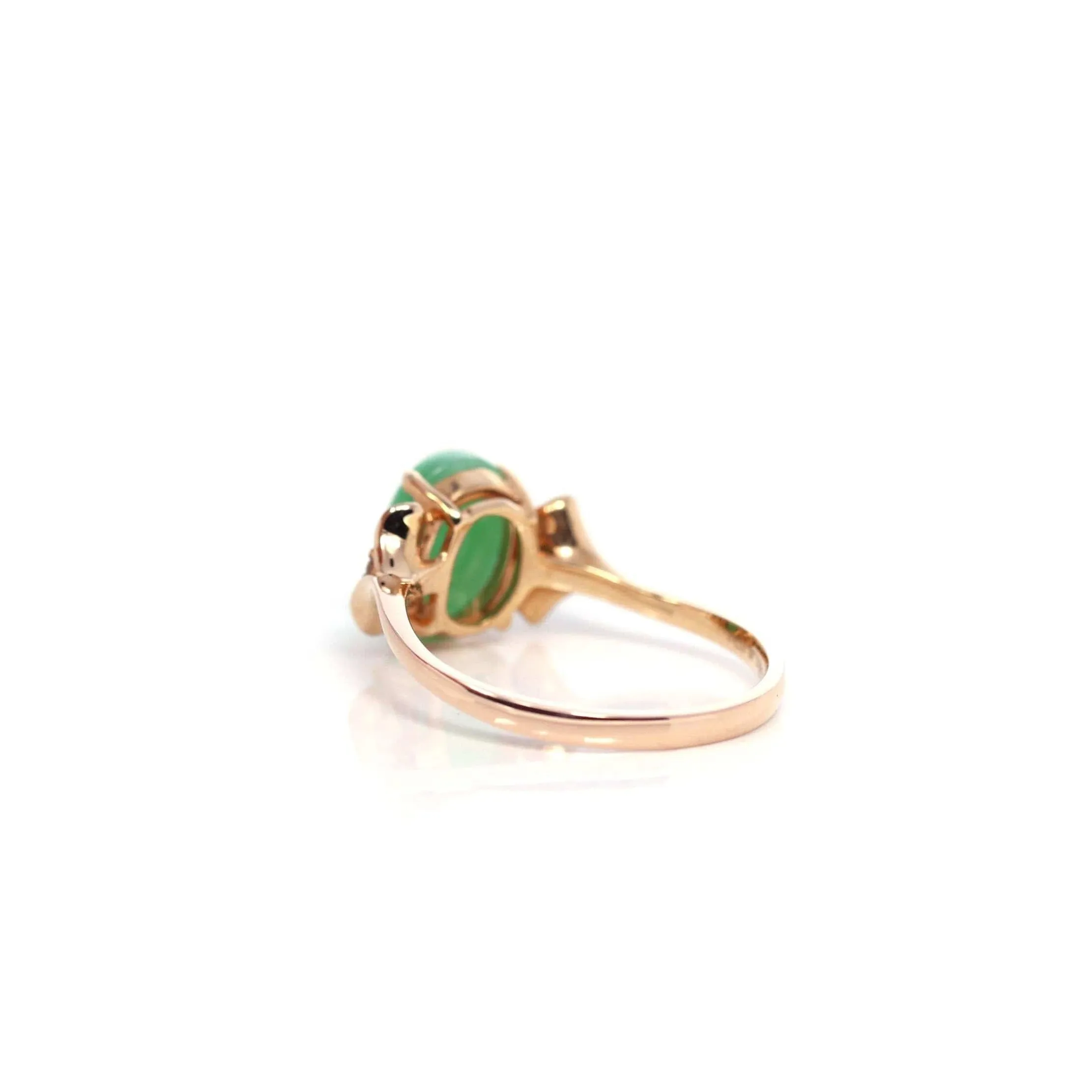 Baikalla? "Aretha" 18k Rose Gold Natural Imperial Jadeite Morning Glory Engagement Ring