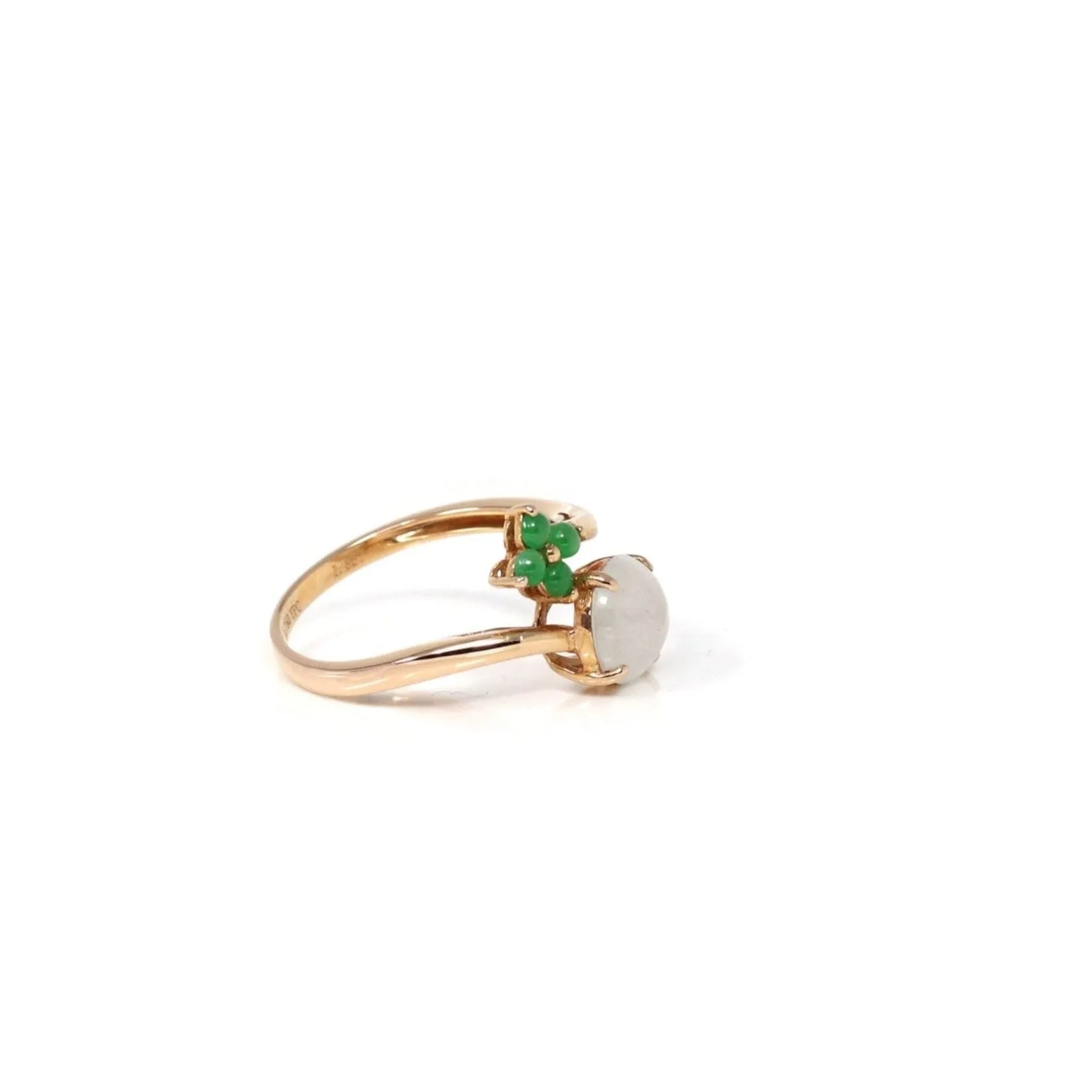 Baikalla? "Elora" 18k Rose Gold Natural Ice & Imperial Jadeite Engagement Ring With Rubies & Diamonds