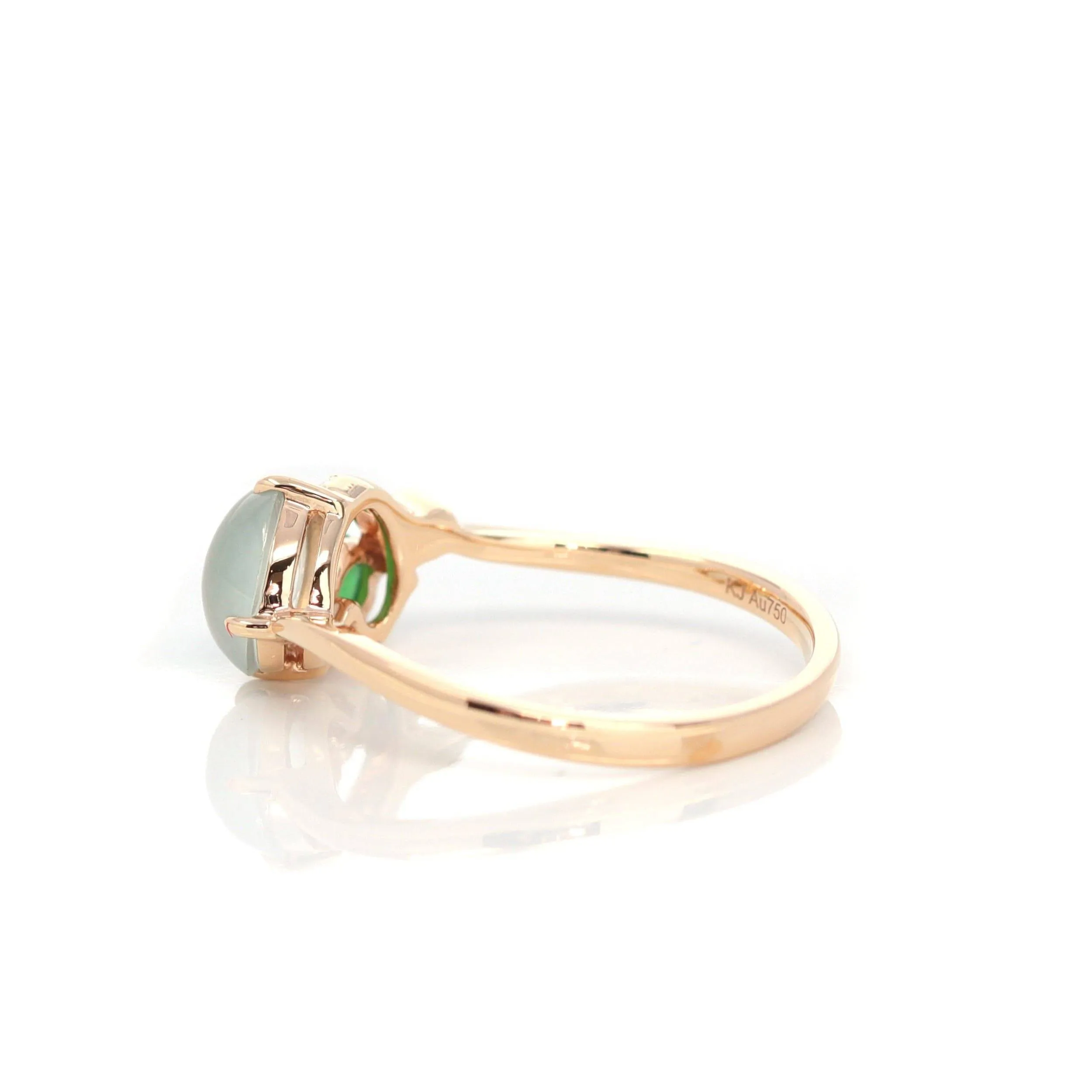 Baikalla? "Elora" 18k Rose Gold Natural Ice & Imperial Jadeite Engagement Ring With Rubies & Diamonds