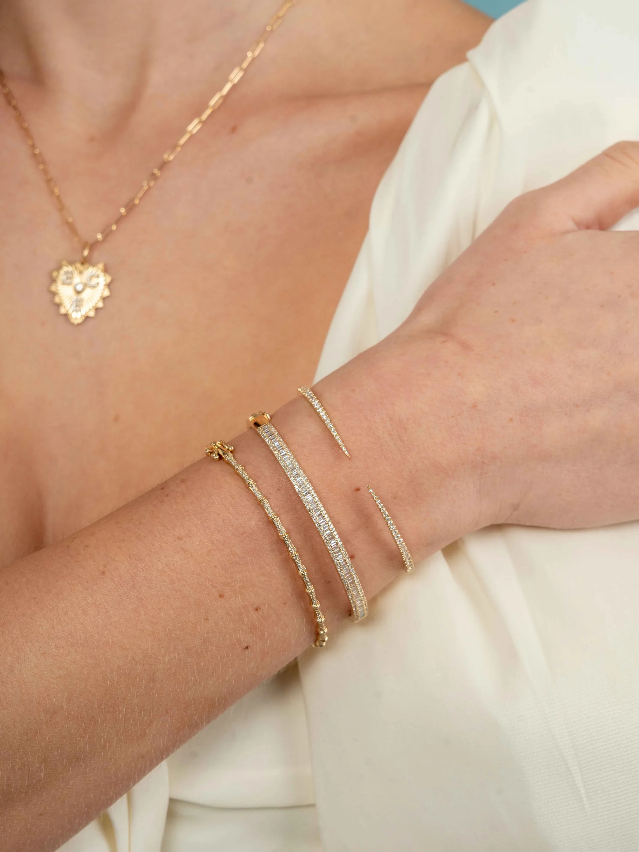 Bamboo Diamond Bangle 14K