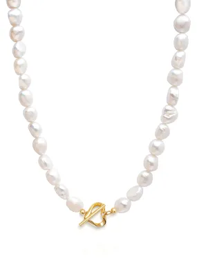 Baroque Pearl Choker with Heart Clasp