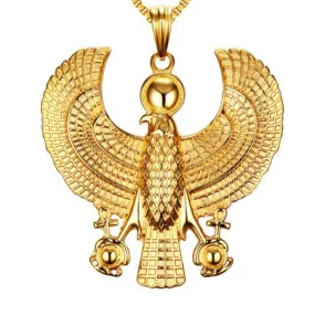 Big Ancient Egyptian Horus Royal Eagle Ankh Pendant Necklace