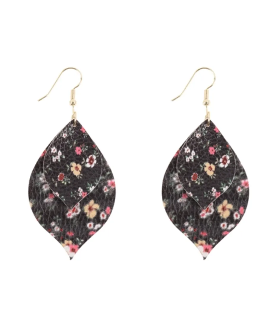 Black Floral Drop Earring