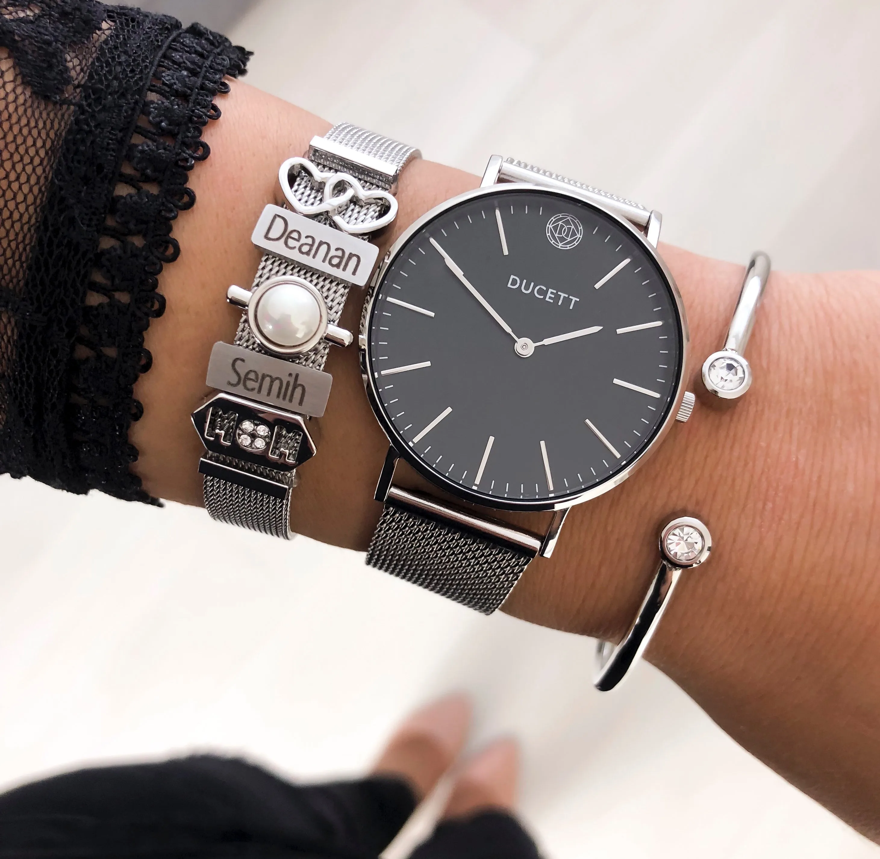 Black mesh   Mesh bracelet luxe silver