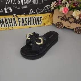 Black Single Bow Slides