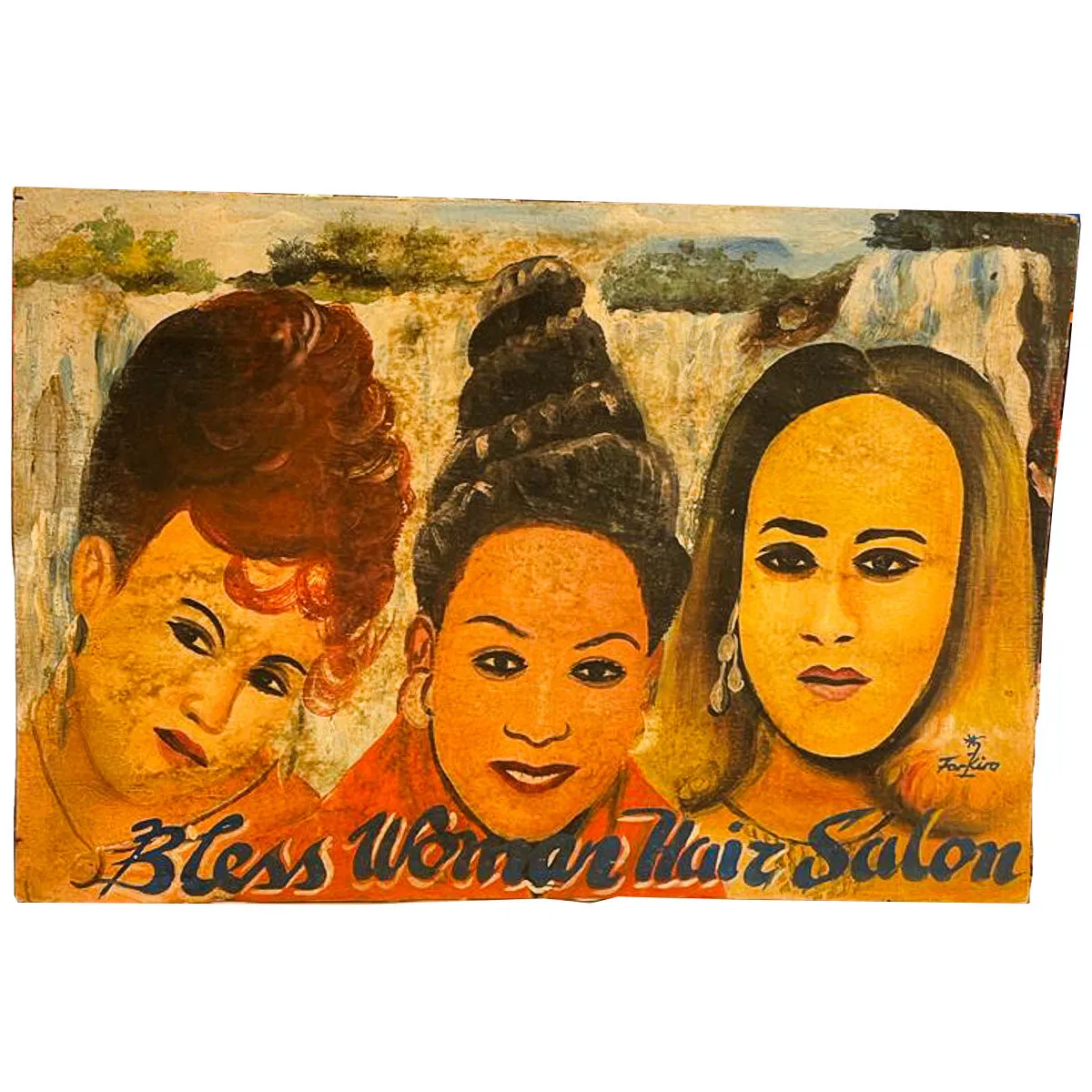 Bless Woman Hair Salon Hand-Painted African Barber Shop Sign #622