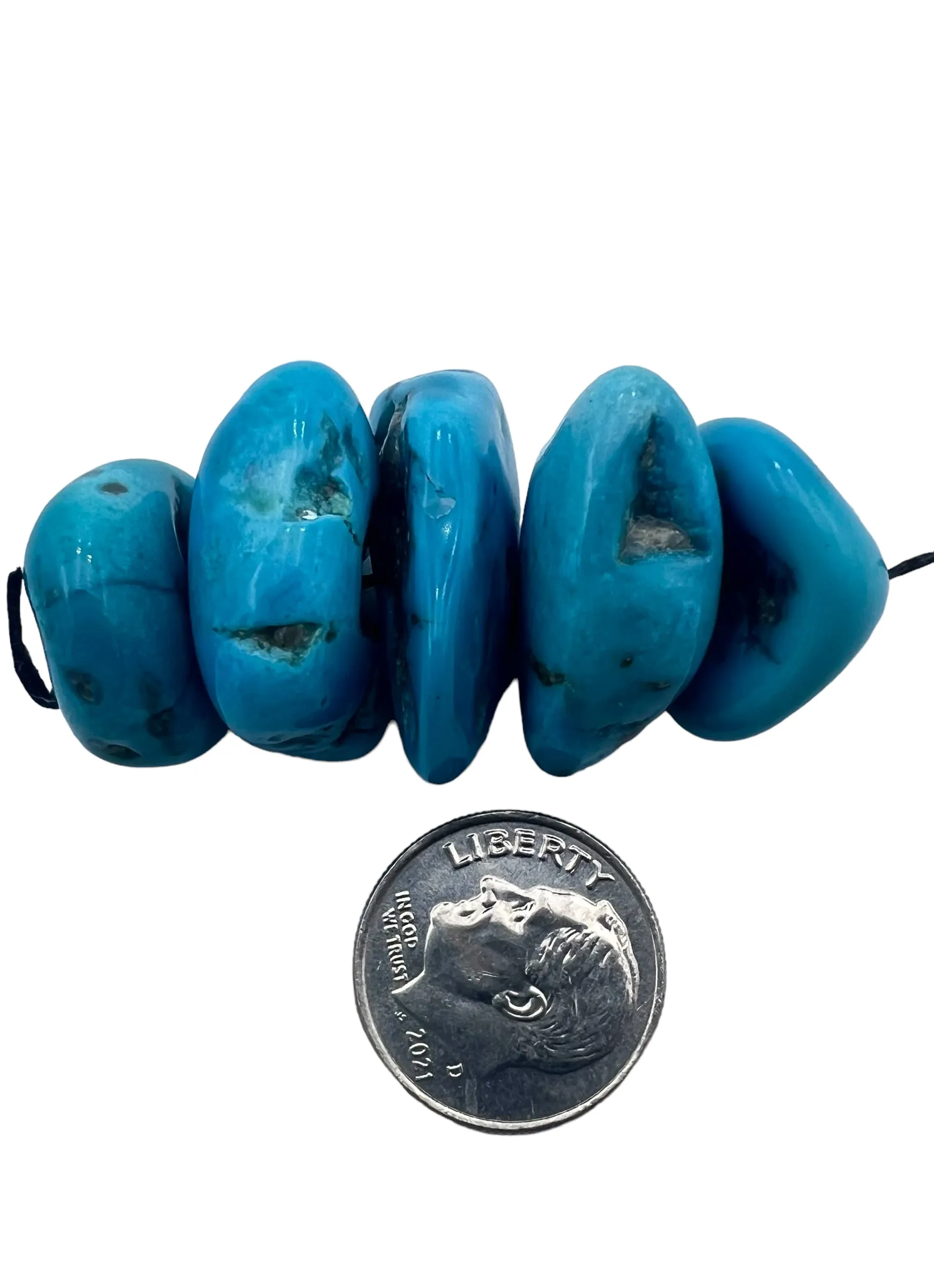 Blue Sleeping Beauty Turquoise 5 Nugget Set, Focal Strand 46mm total length