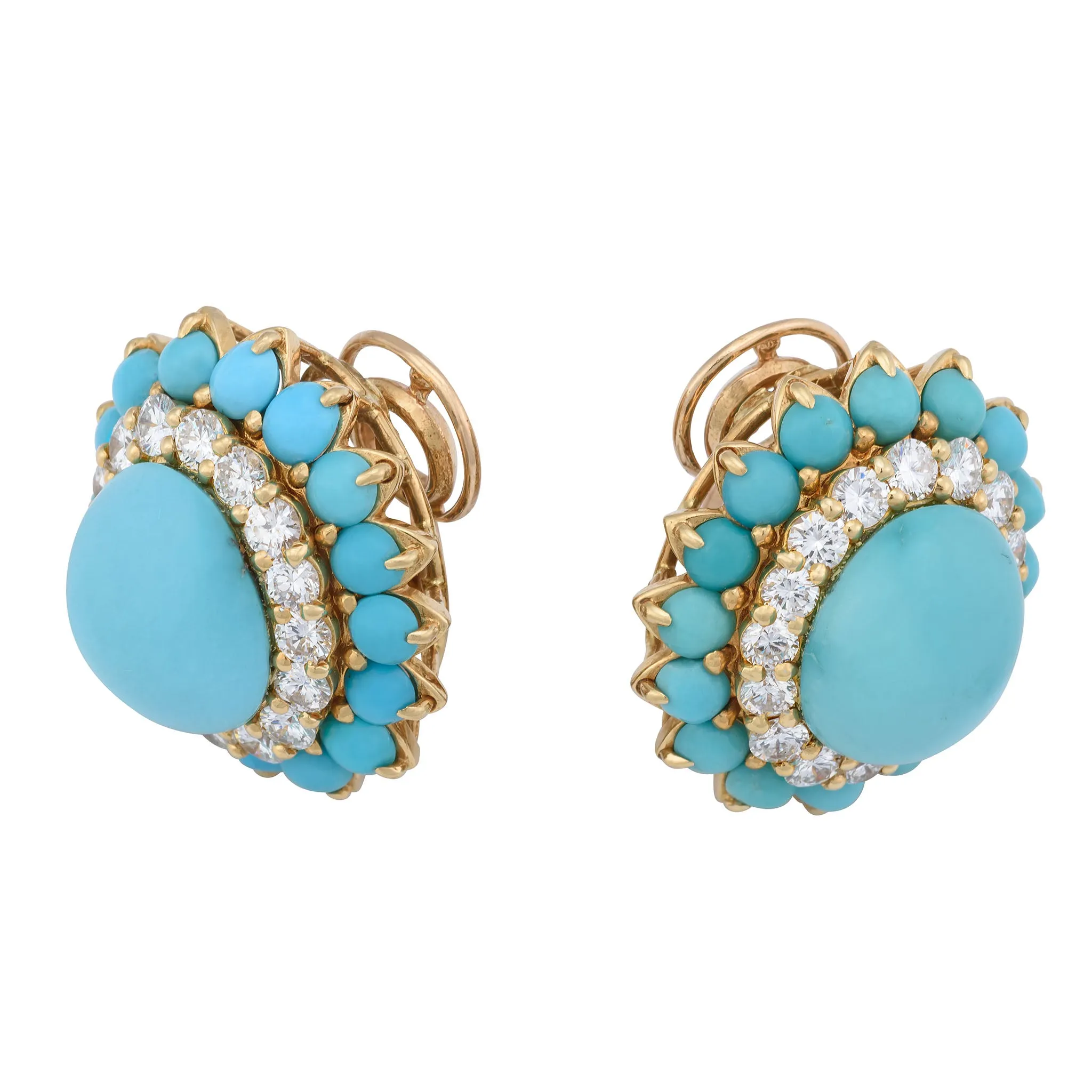 Boucheron Stunning Turquoise and Diamond Earrings