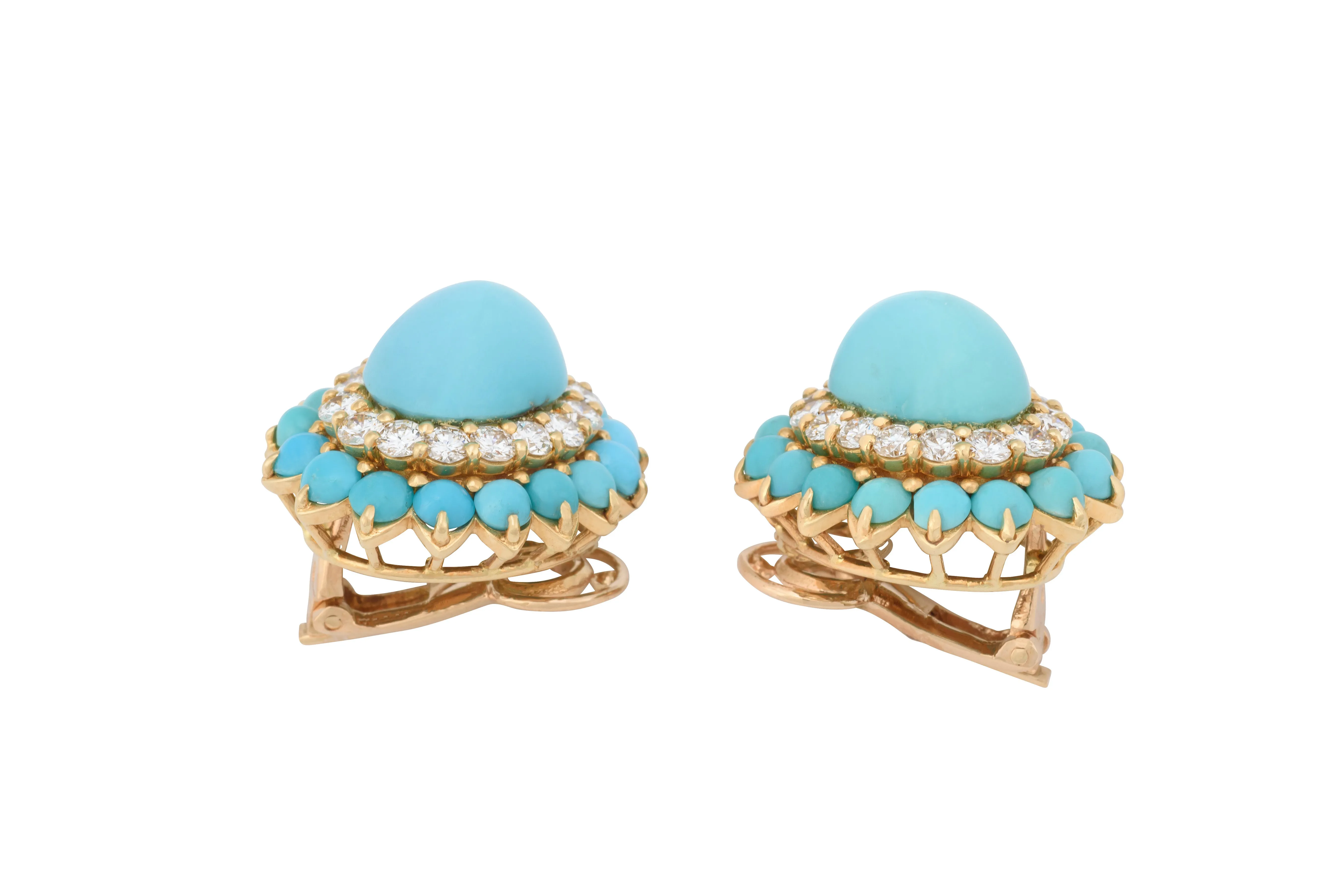 Boucheron Stunning Turquoise and Diamond Earrings