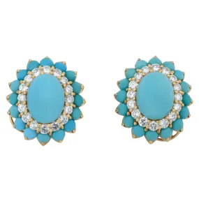 Boucheron Stunning Turquoise and Diamond Earrings