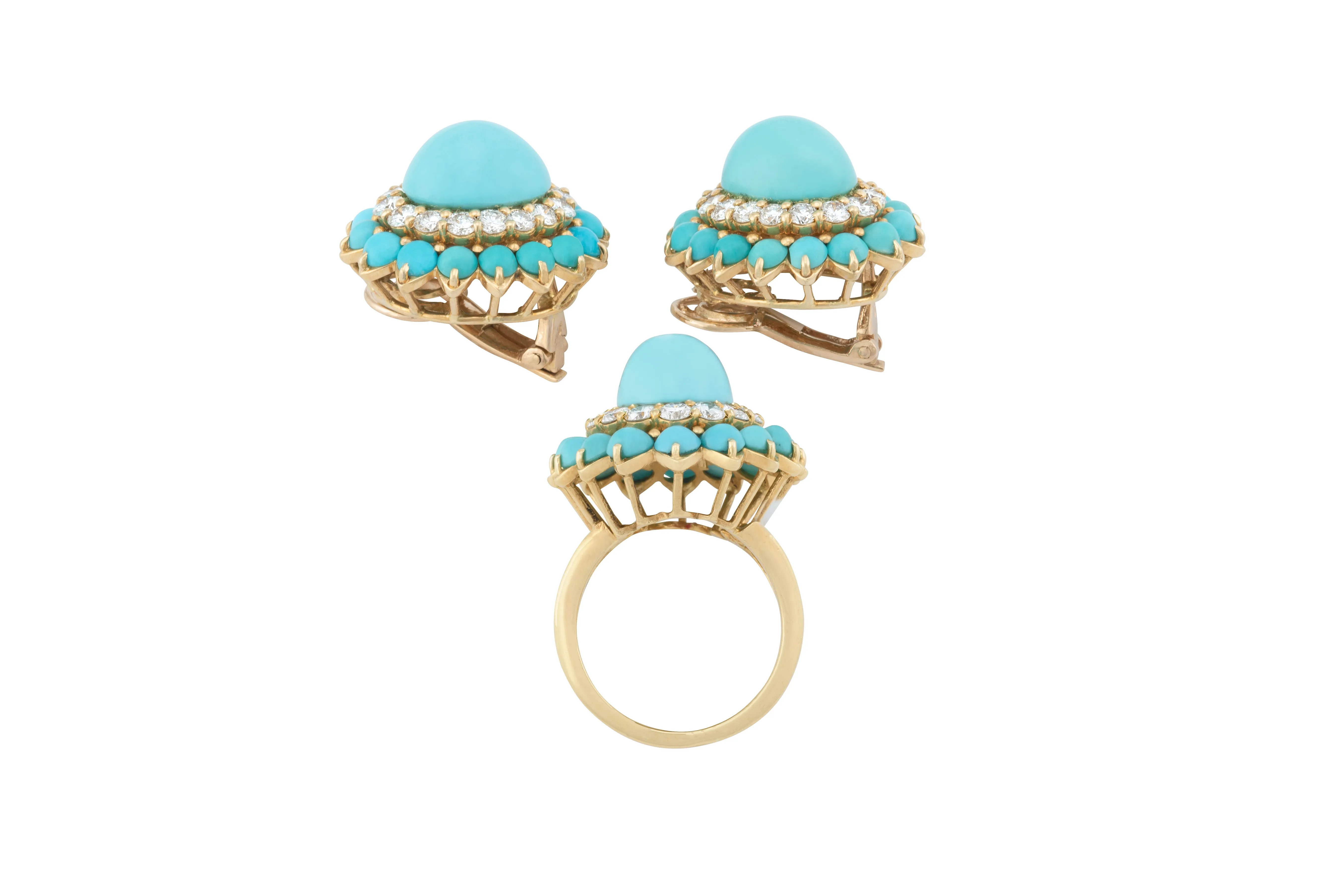 Boucheron Stunning Turquoise and Diamond Earrings