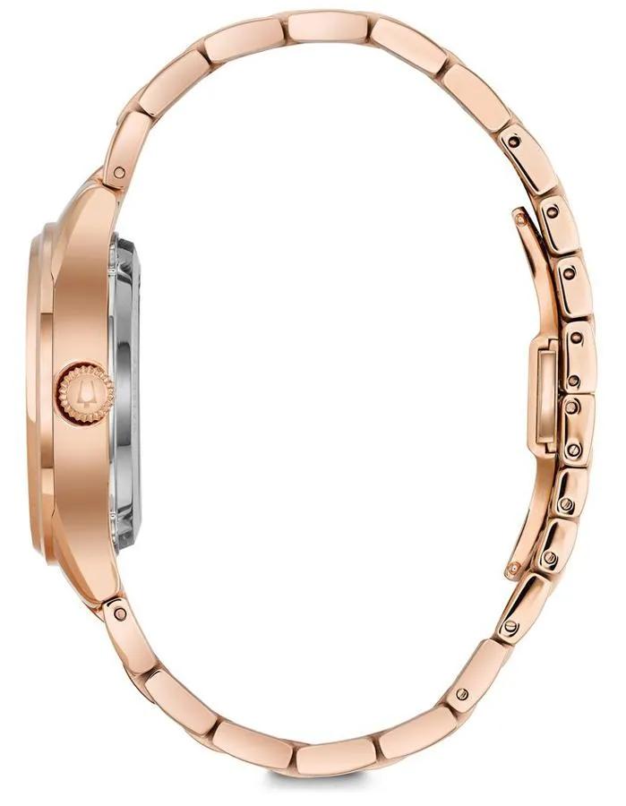 Bulova Womens Diamond Automatic - Rose Gold-Tone - Open Heart Dial - Bracelet