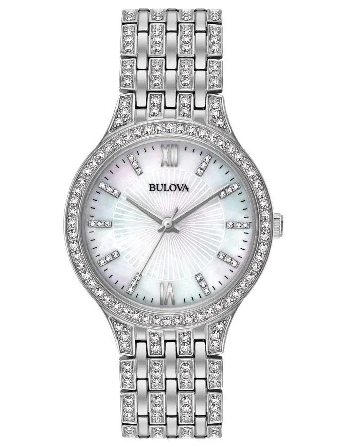 Bulova Womens Swarovski Crystal Watch - White MOP Dial - 30m