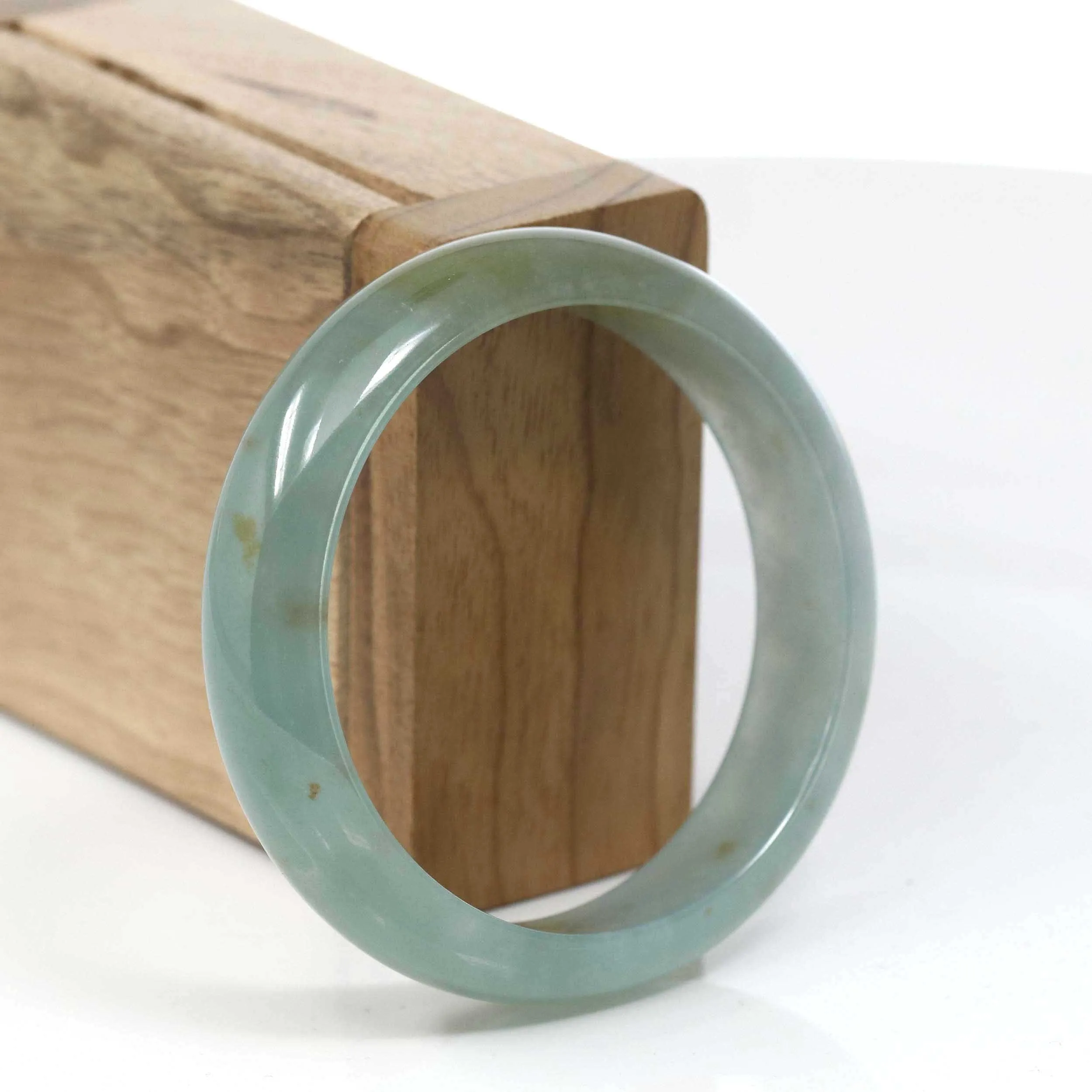 Burmese High-end Ice Blue-green Jade Jadeite Bangle Bracelet (56.37mm) ( Collectibles )T069