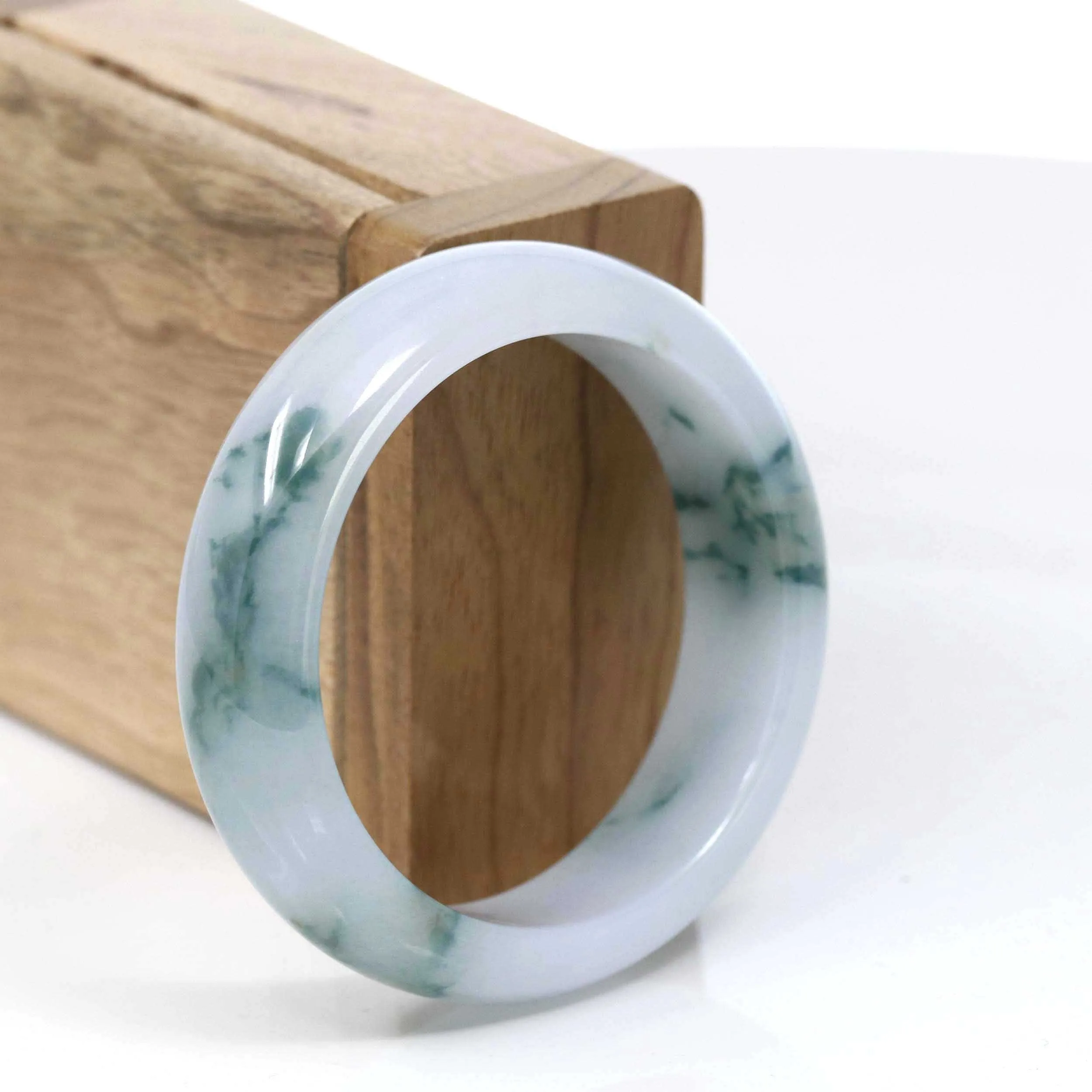 Burmese High Ice Blue-green Jade Jadeite Bangle Bracelet (53.37mm) ( Collectibles )T070